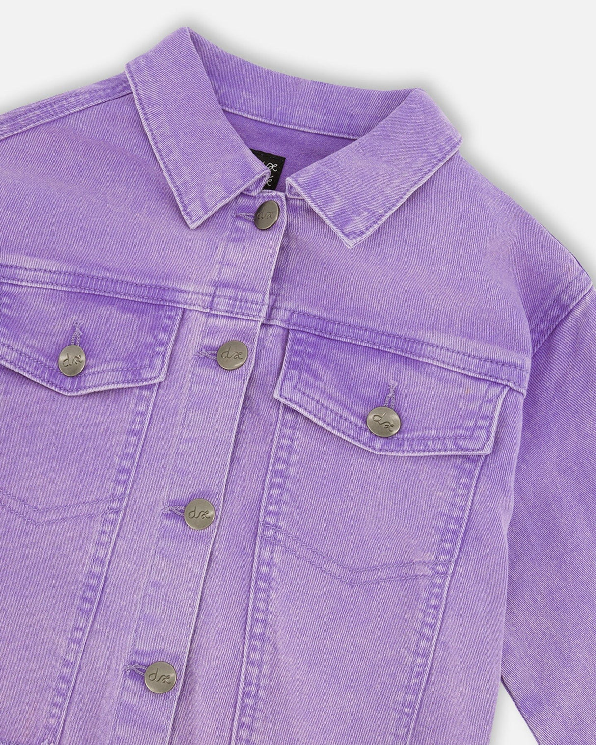Mauve Denim Jacket With Embroidery-3