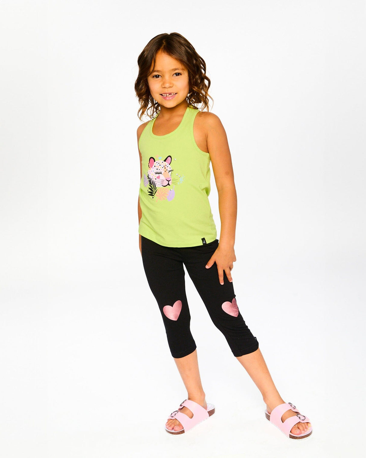 Organic Cotton Jersey Tank Top Lime Green With Screen Print-1