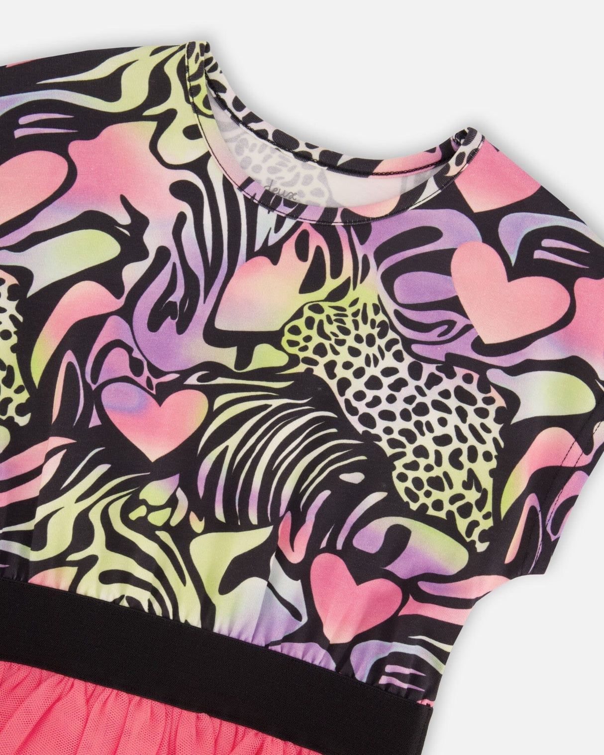 Bi-Material Dress Black Printed Multicolor-3