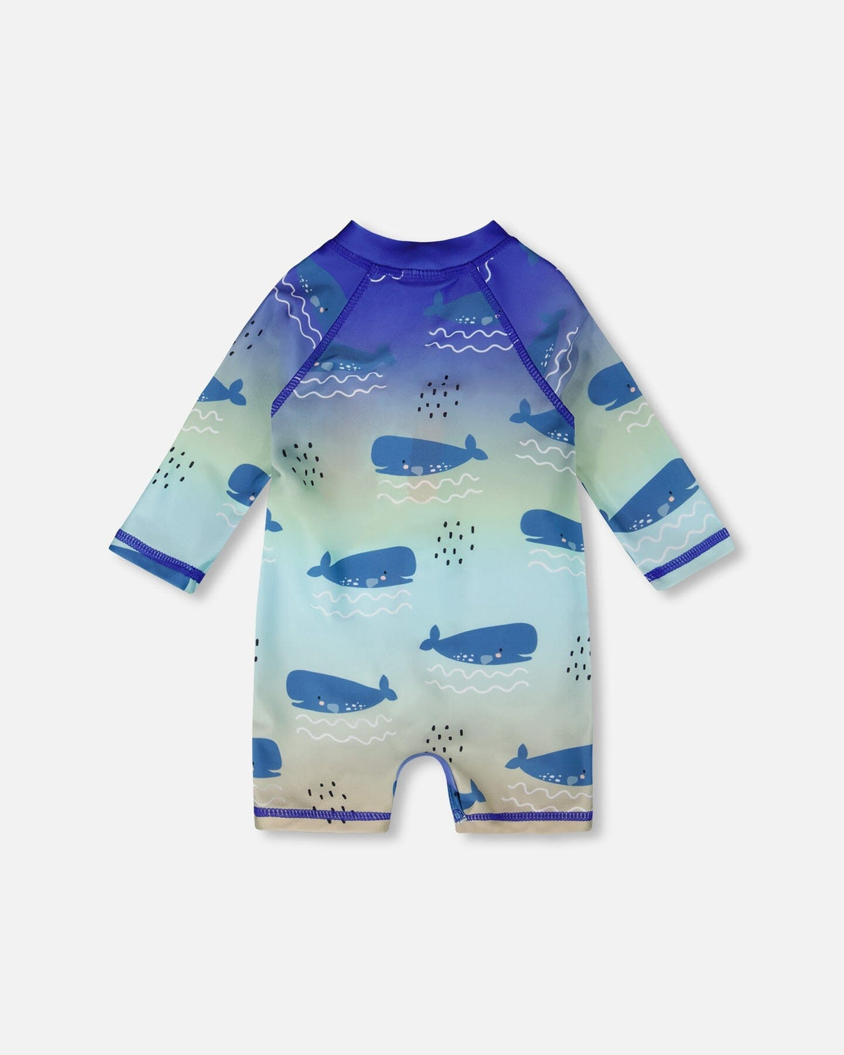 Baby And Toddlers One-Piece Long Sleeve Rashguard Blue Whale Print-3