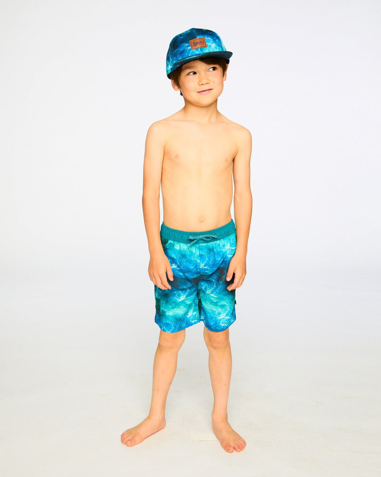 Swim Trunks Blue Waves Print-2