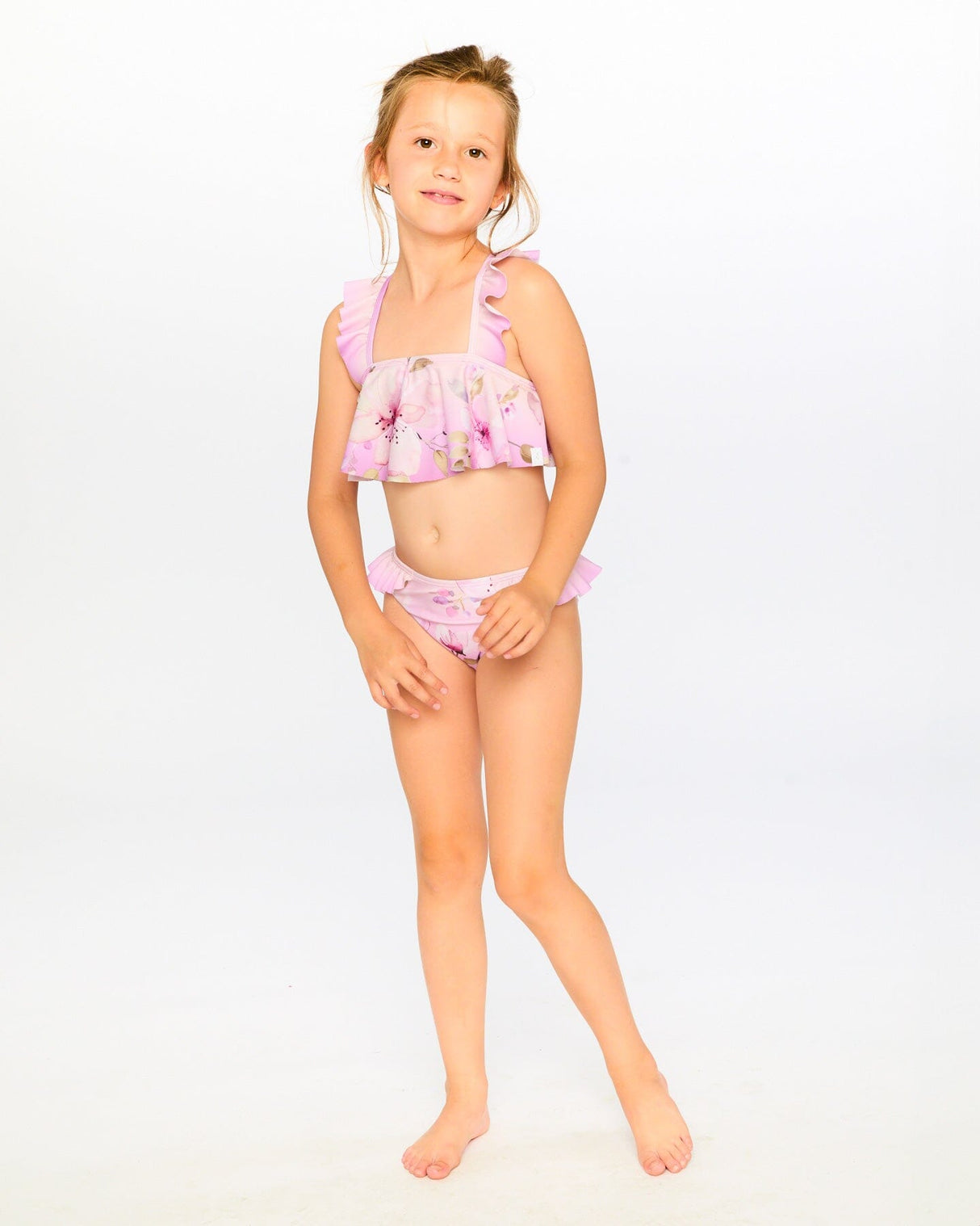 Two-Piece Swimsuit Purple Flower Print-3