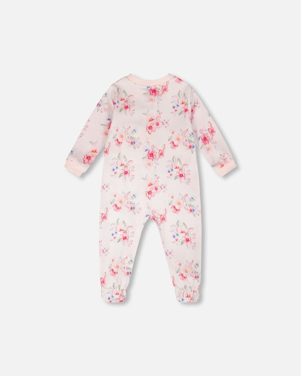 Organic Cotton Baby One-Piece Pyjama Pink Flower Print-1