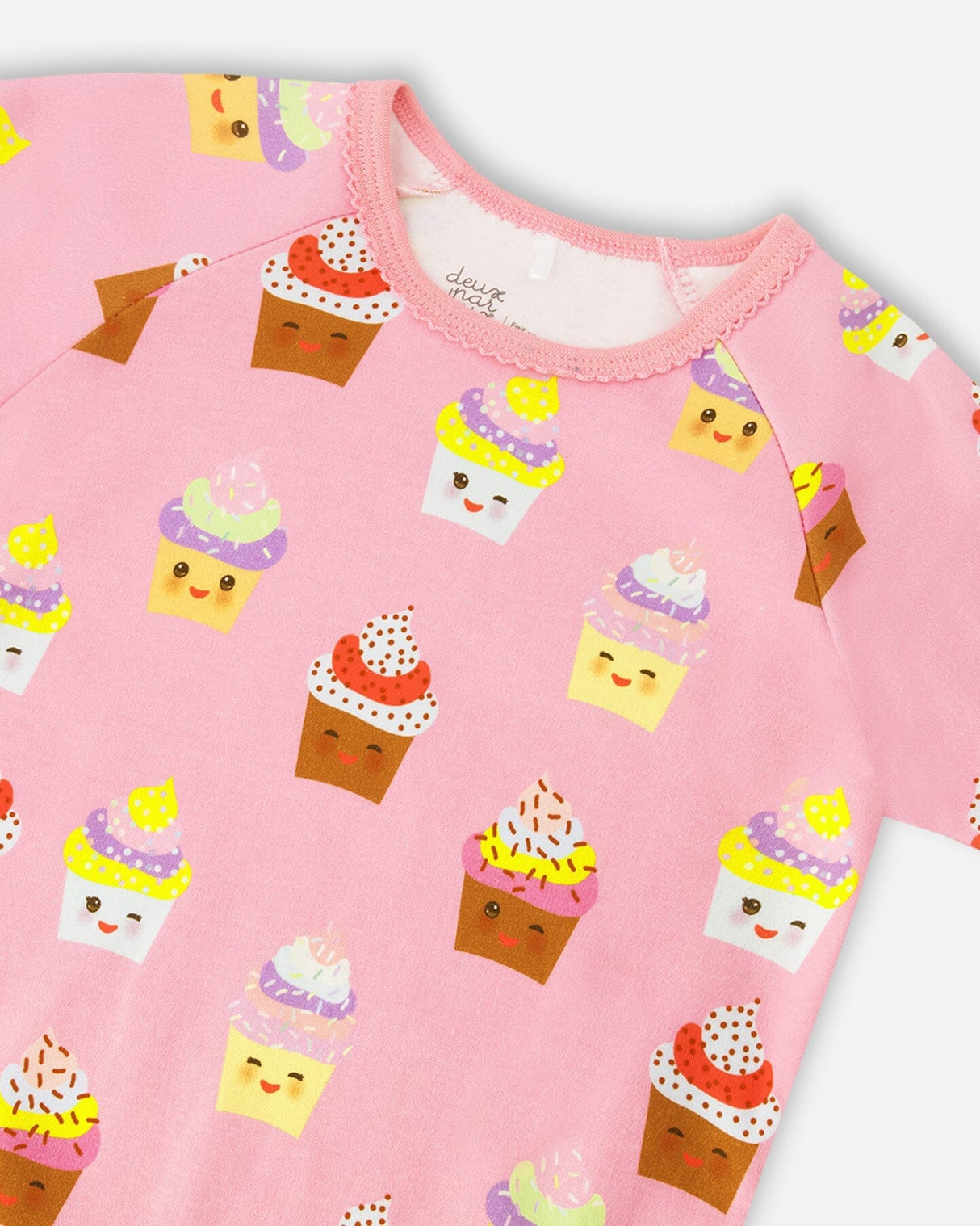 Organic Cotton Two-Piece Pyjama Set Pink Cupcake Print-3