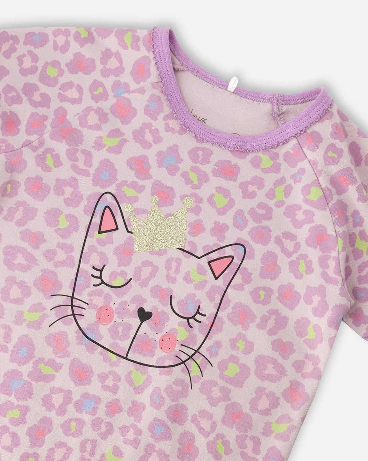 Organic Cotton Two-Piece Pyjama Set Purple Animal Print-3