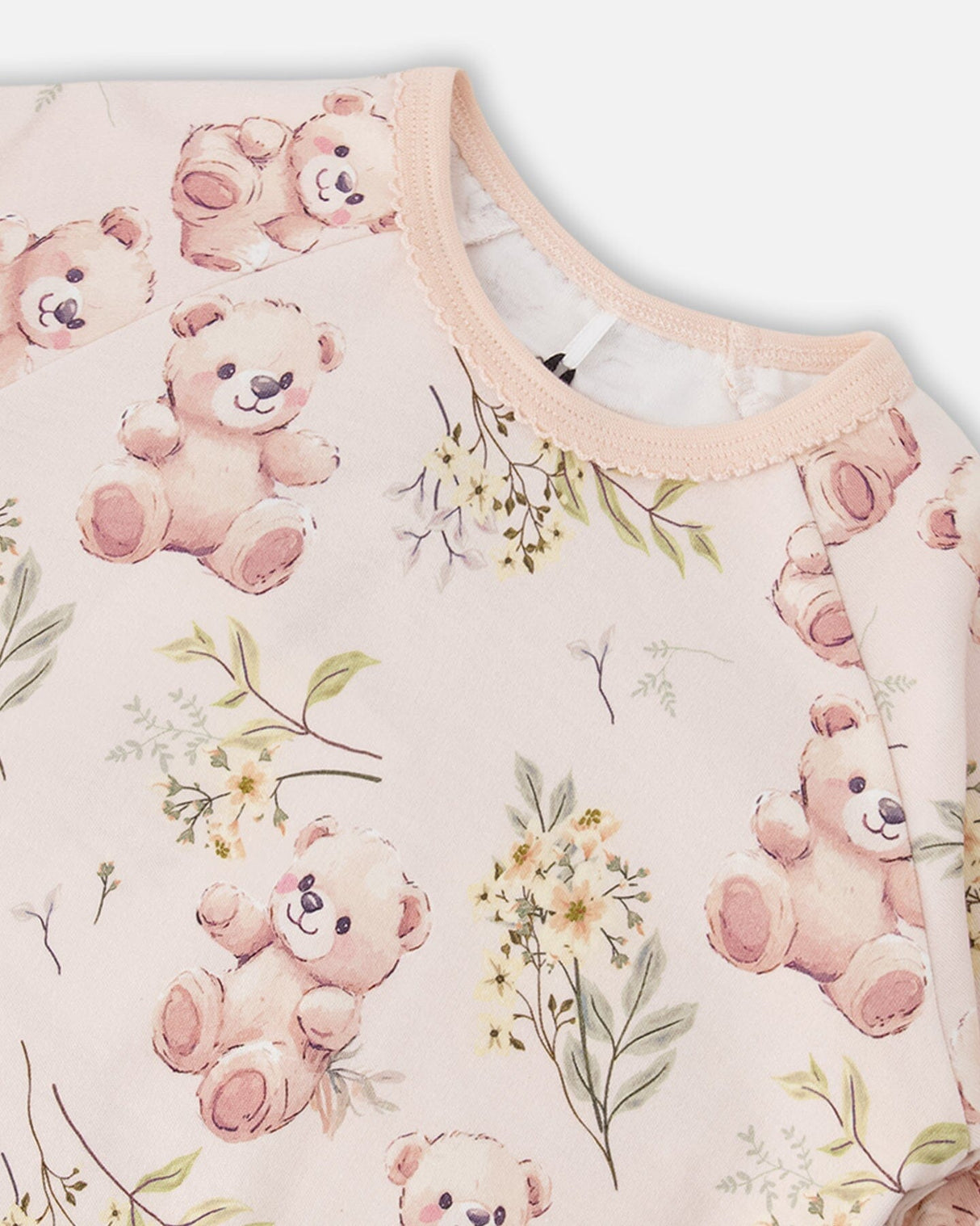 Organic Cotton Two-Piece Pyjama Set Pale Pink Bear Print-4