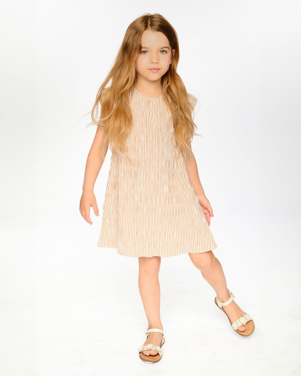 Striped Dress Off White And Sand-1