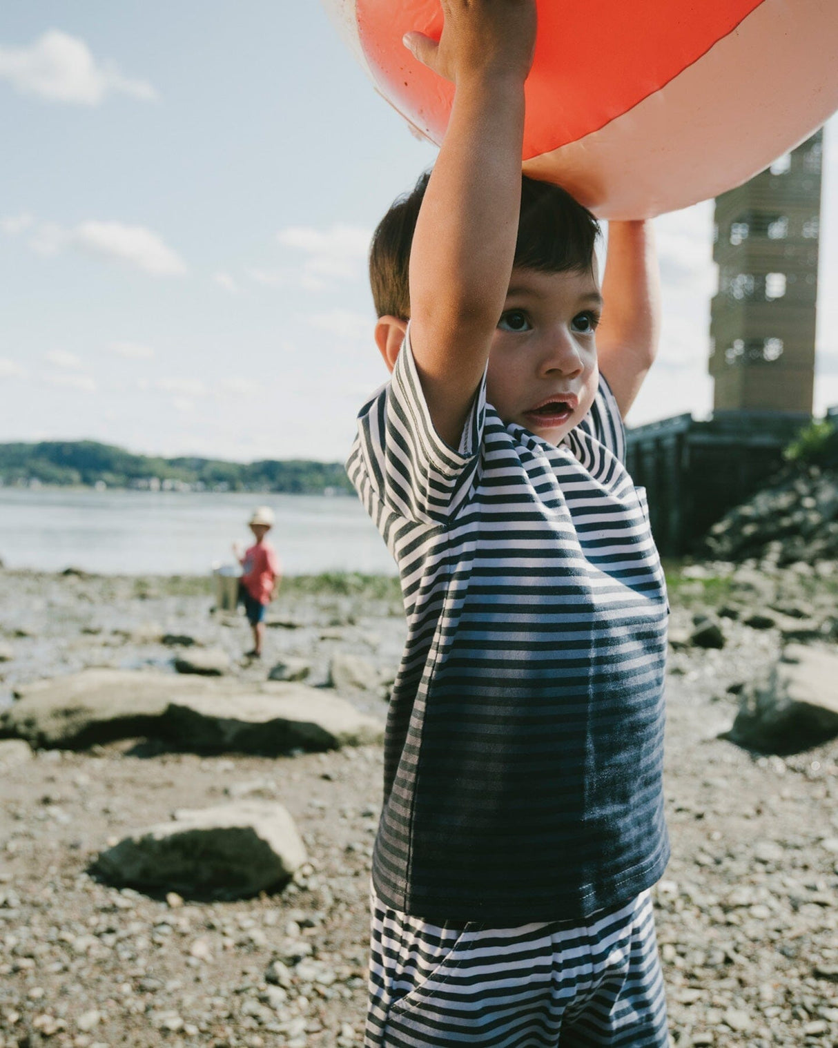 Organic Cotton Shorts Blue Gradient Stripes-1