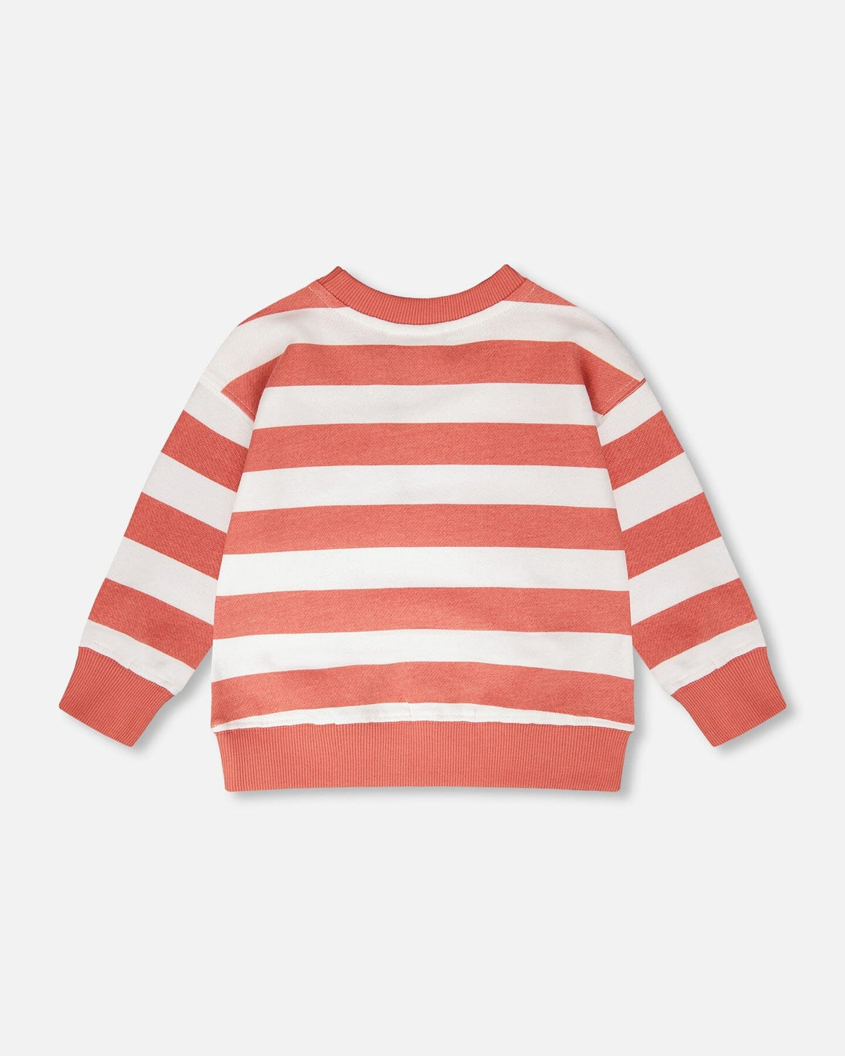 French Terry Sweatshirt Brick And White Stripes-3