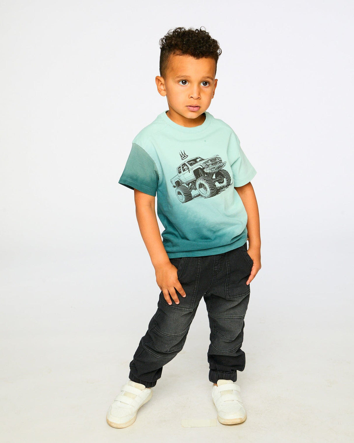 Organic Cotton Jersey T-Shirt With Print Turquoise-1