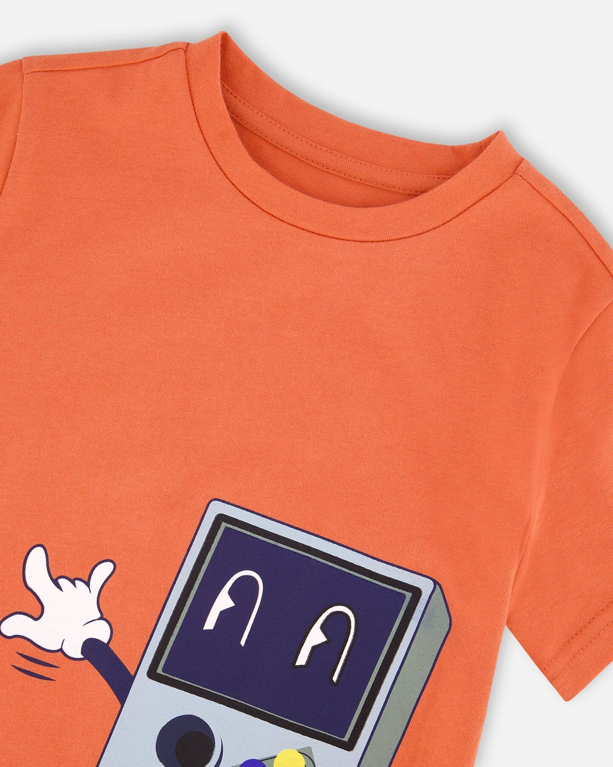 Organic Cotton Jersey T-Shirt With Print Orange-3