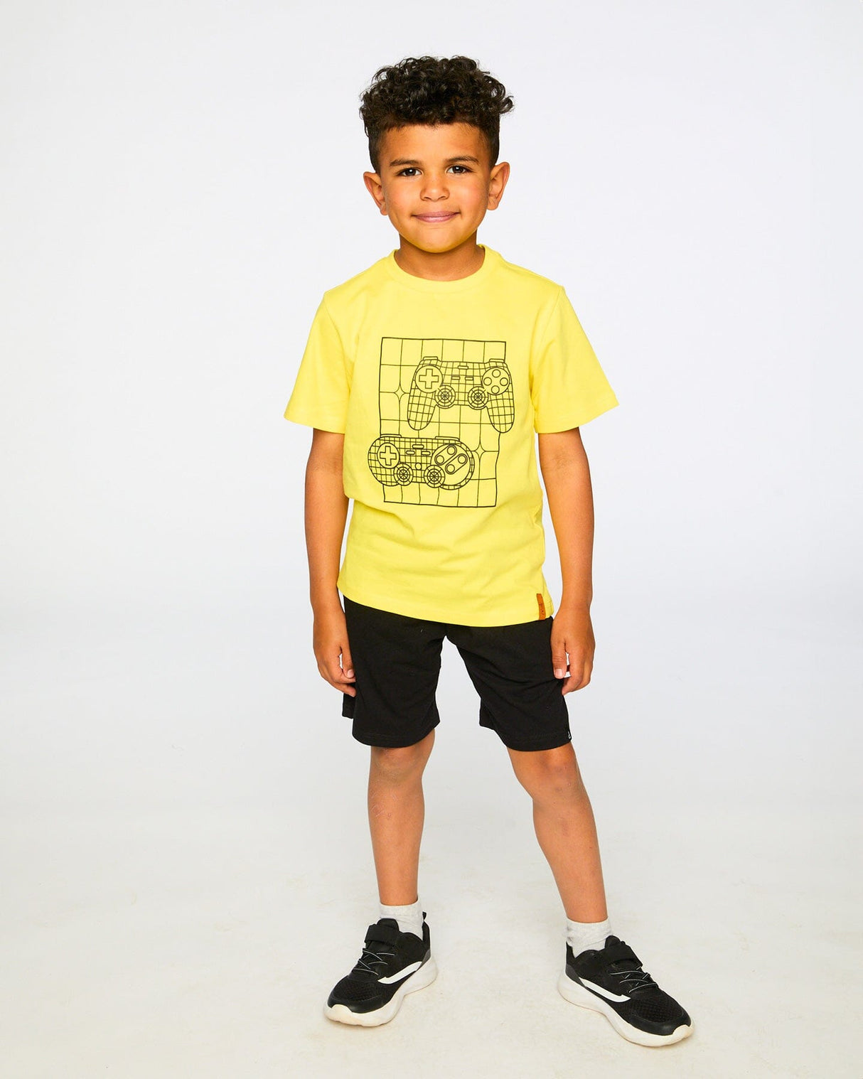 Organic Cotton Jersey T-Shirt With Gamer Print Yellow-2