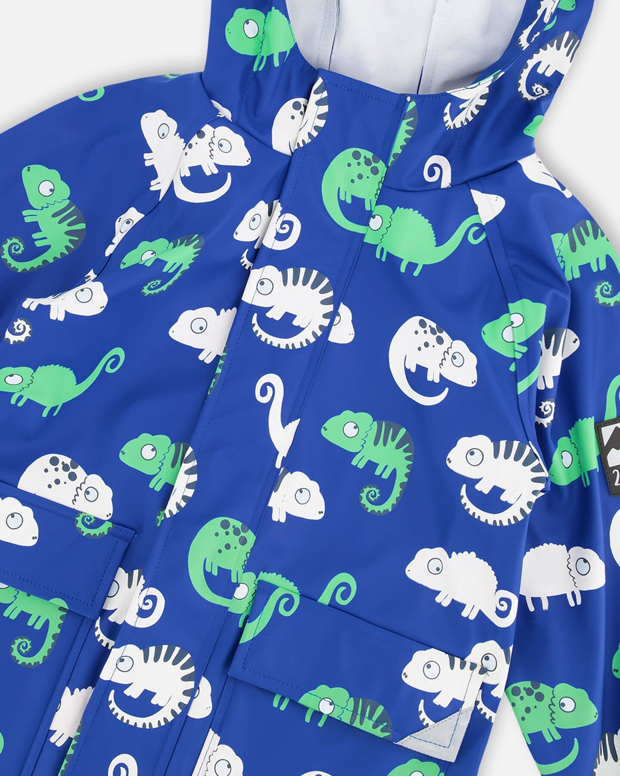 Rain Jacket In Polyurethane Blue Chameleon Print-4