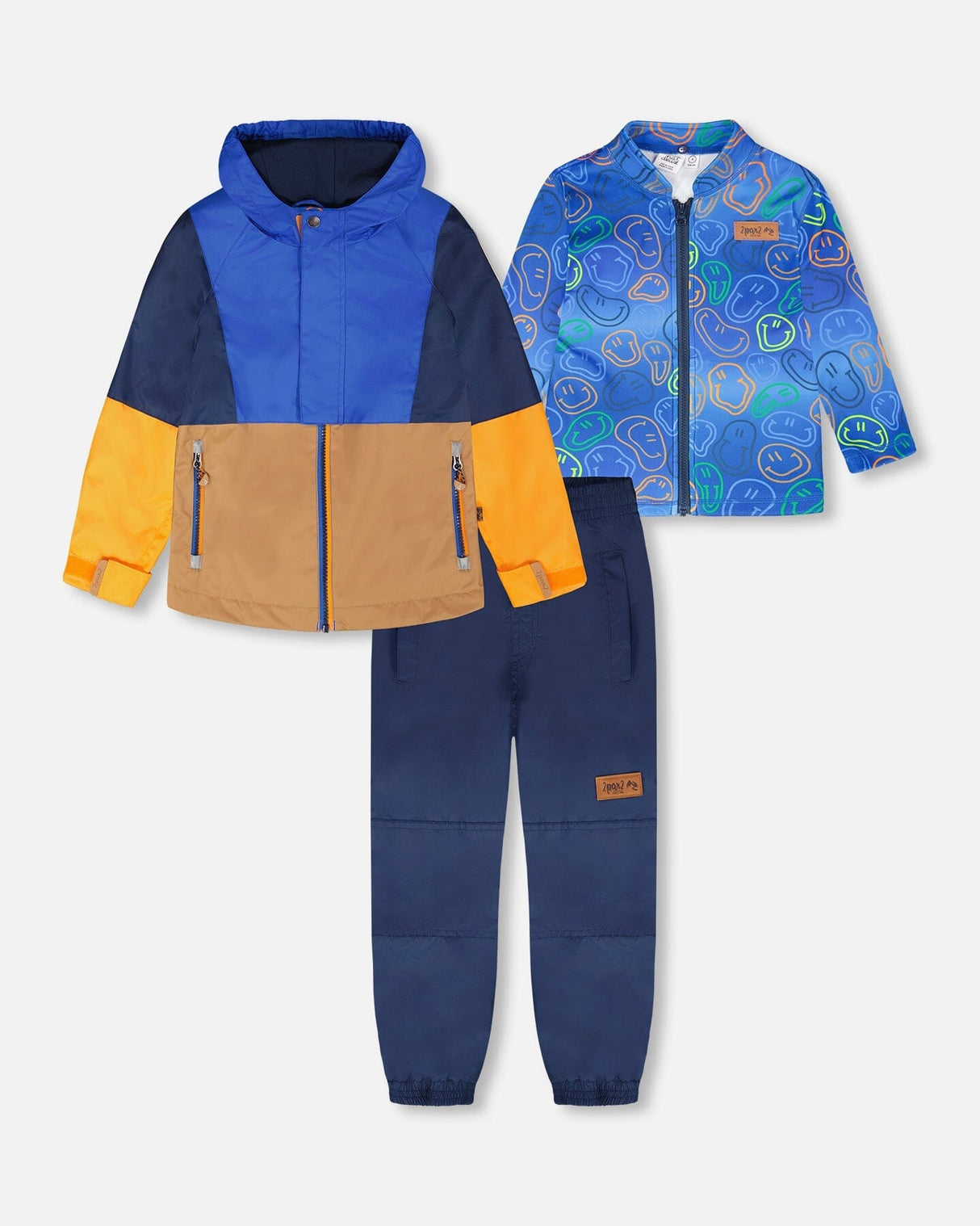 3-In-1 Two-Piece Mid-Season Outerwear Set Blue Colorblock-0