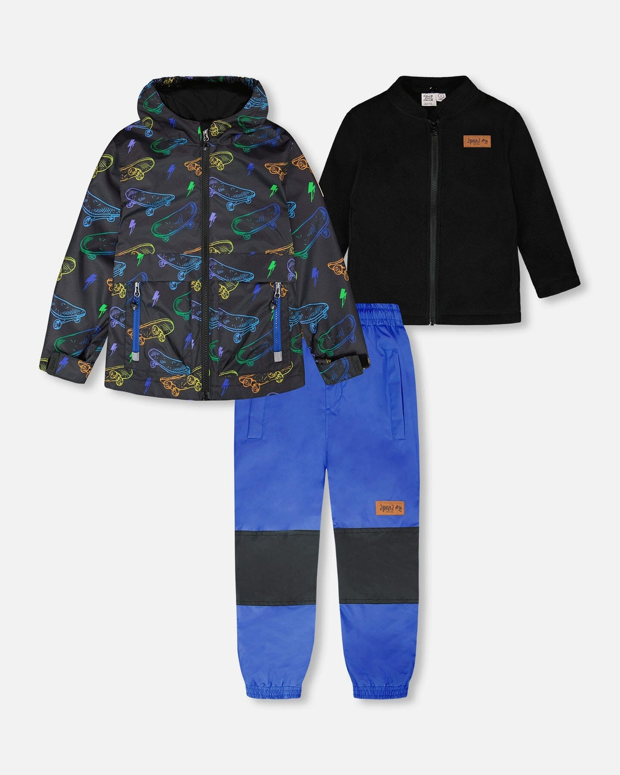 3-In-1 Two-Piece Mid-Season Outerwear Set Black Printed Skateboards-0