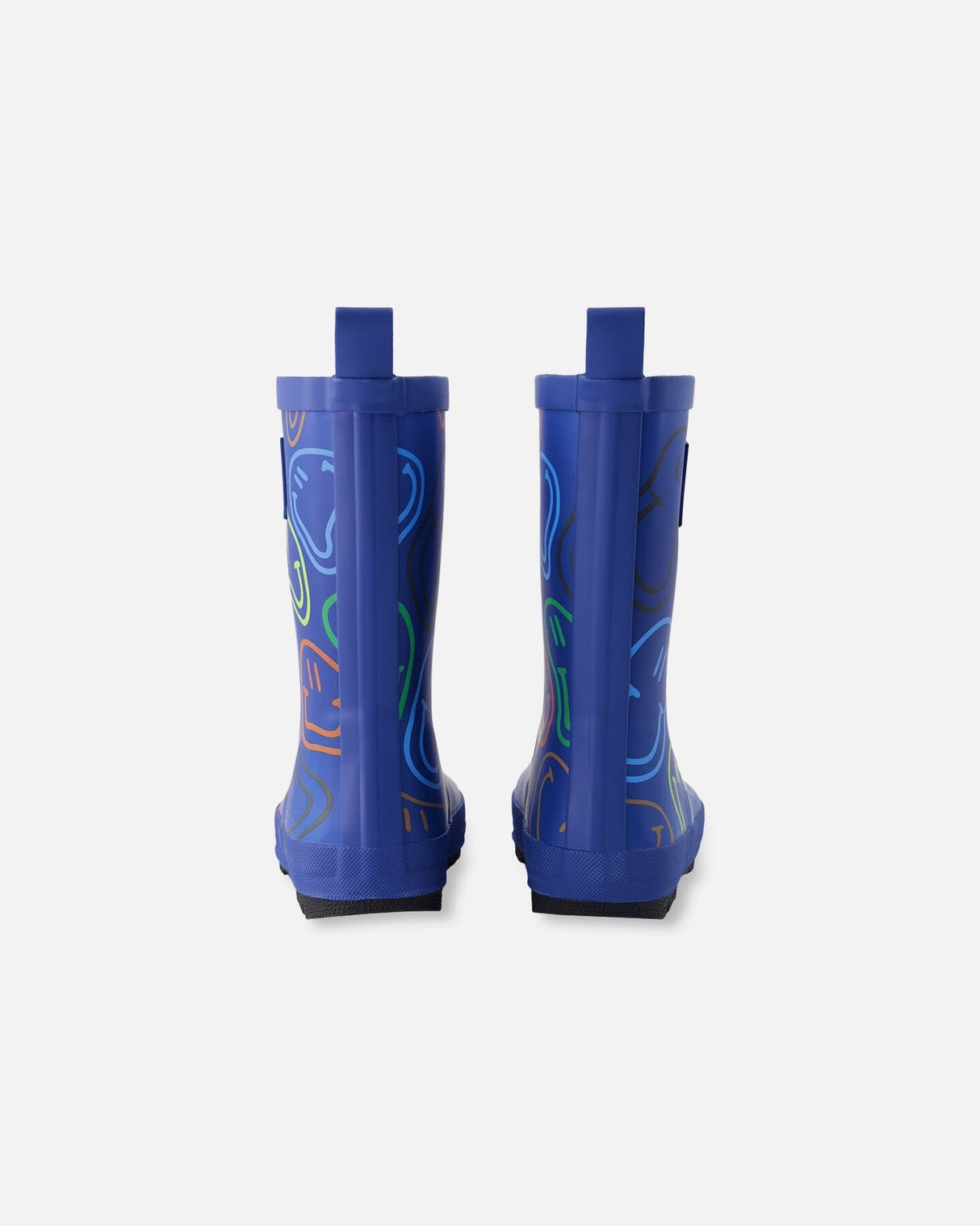 Rain Boots In Natural Rubber Blue Smiley Print-3