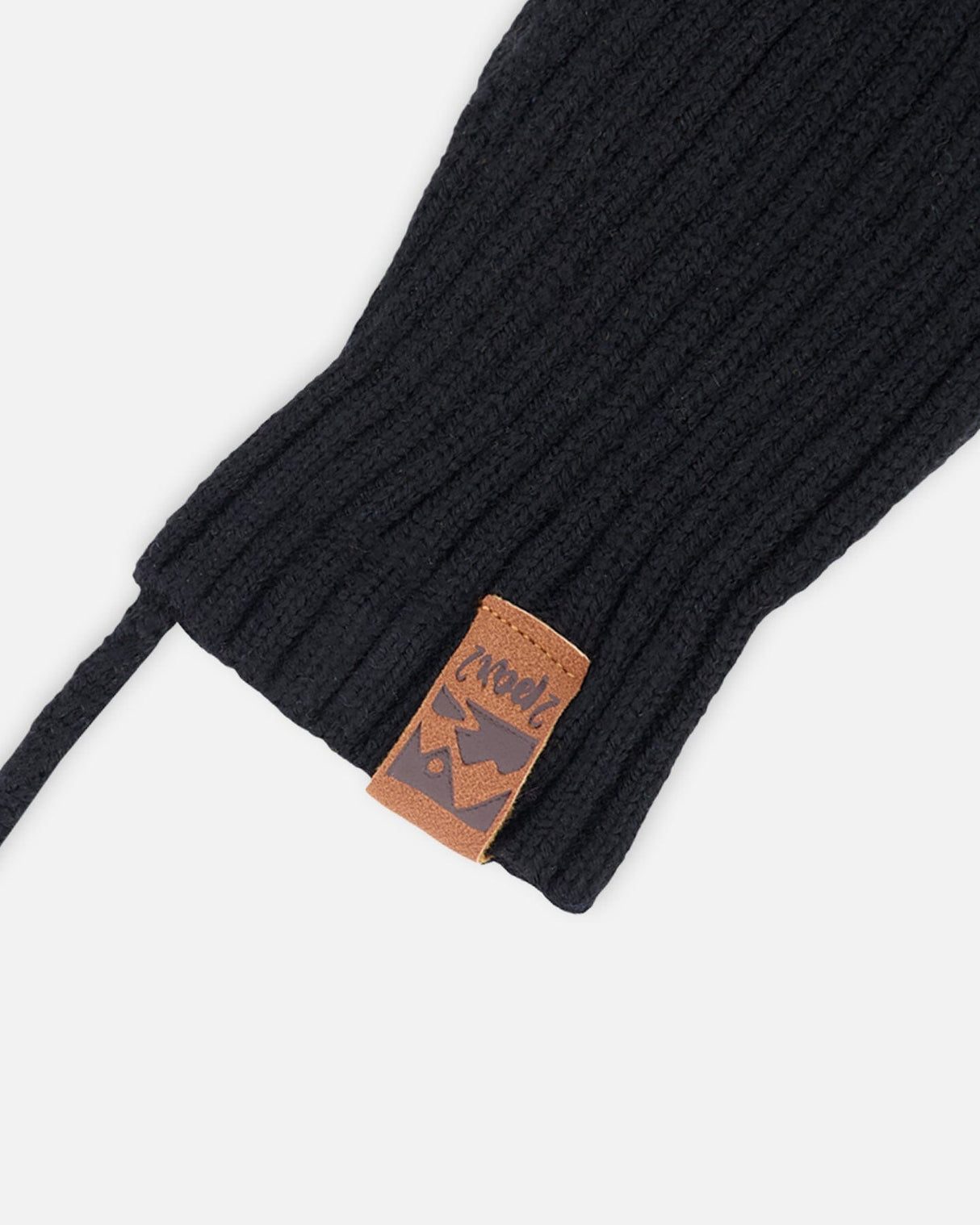 Baby Knit Mittens With Cord Black-3