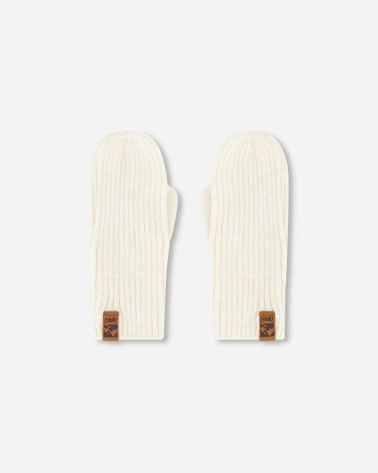 Ribbed Knit Mittens Off White-0
