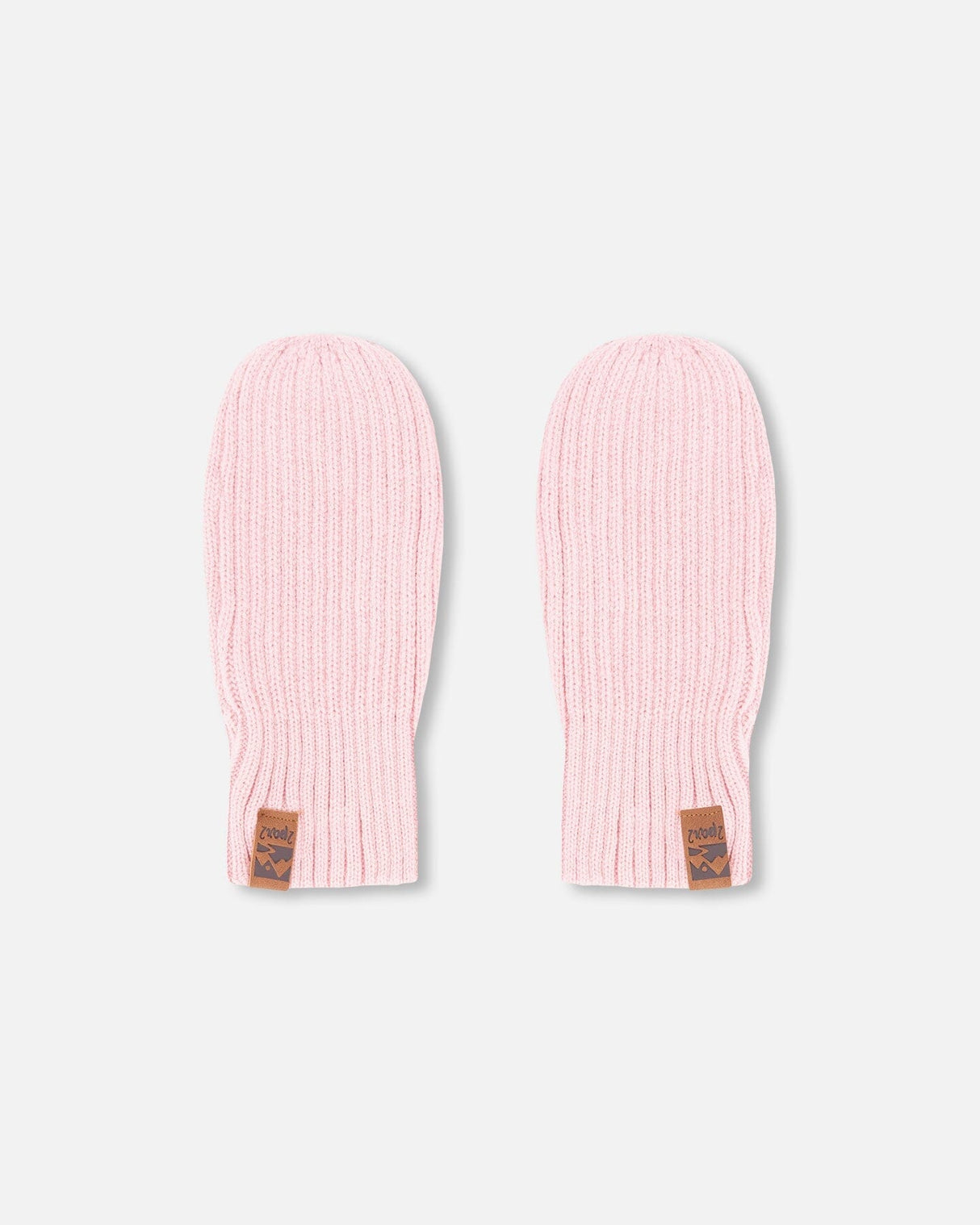 Ribbed Knit Mittens Pale Pink-2