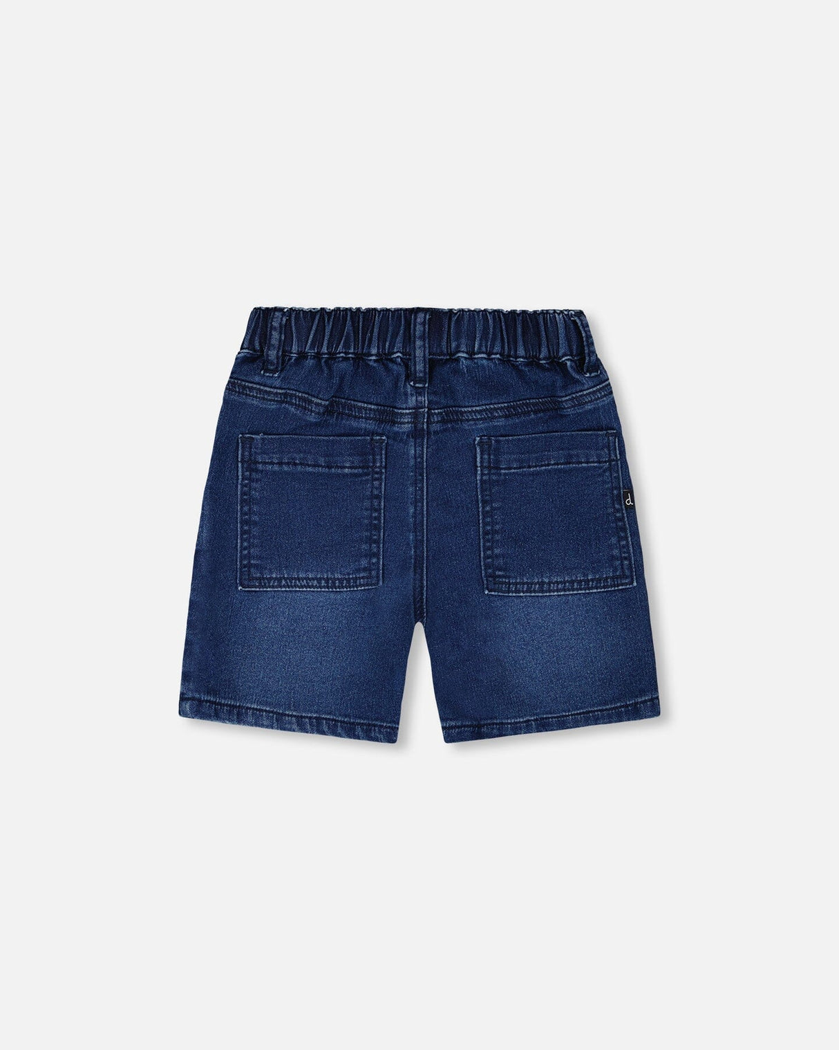 French Terry Navy Blue Denim Shorts-3