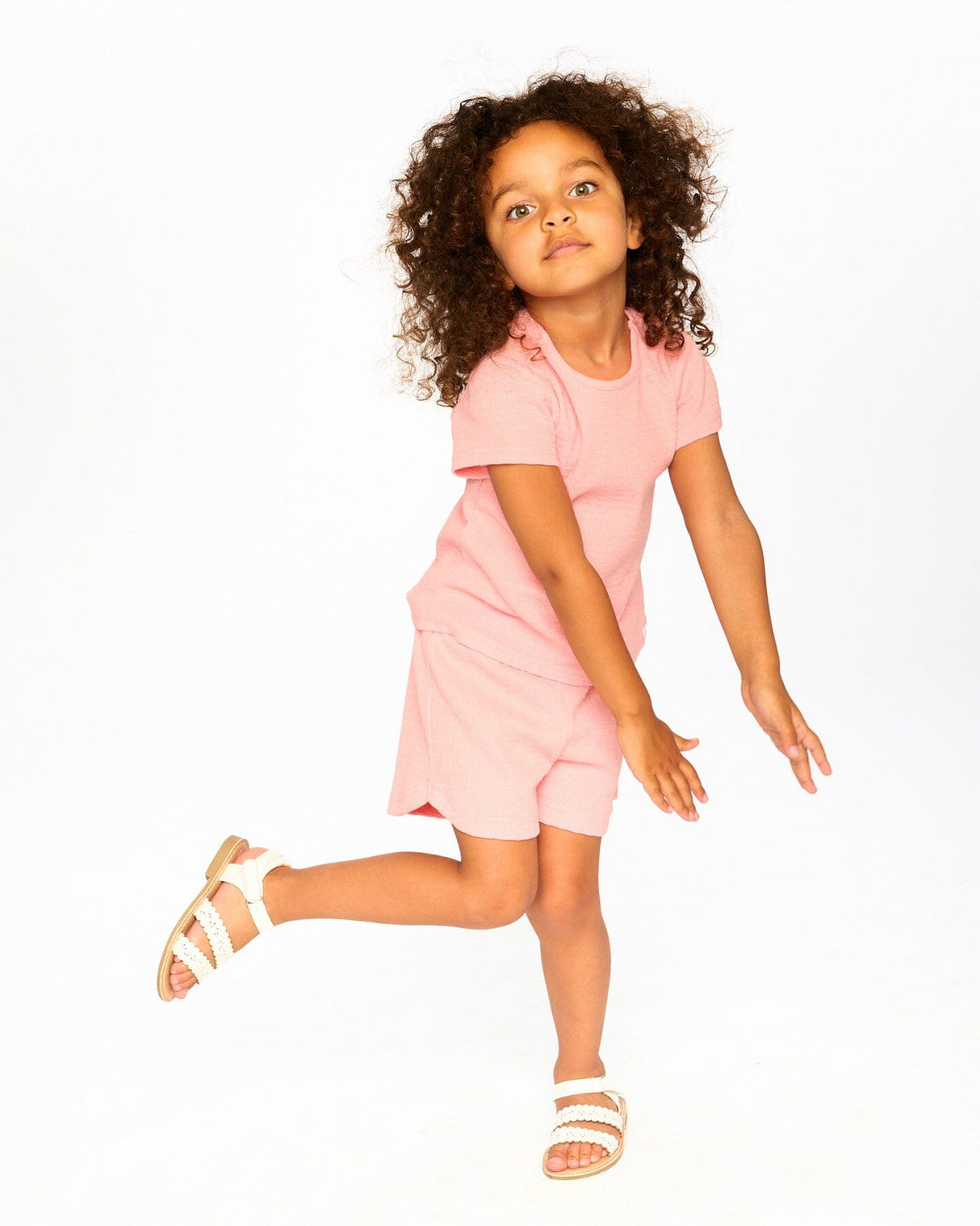 Crinkle Jersey T-Shirt Off Peach Pink-1