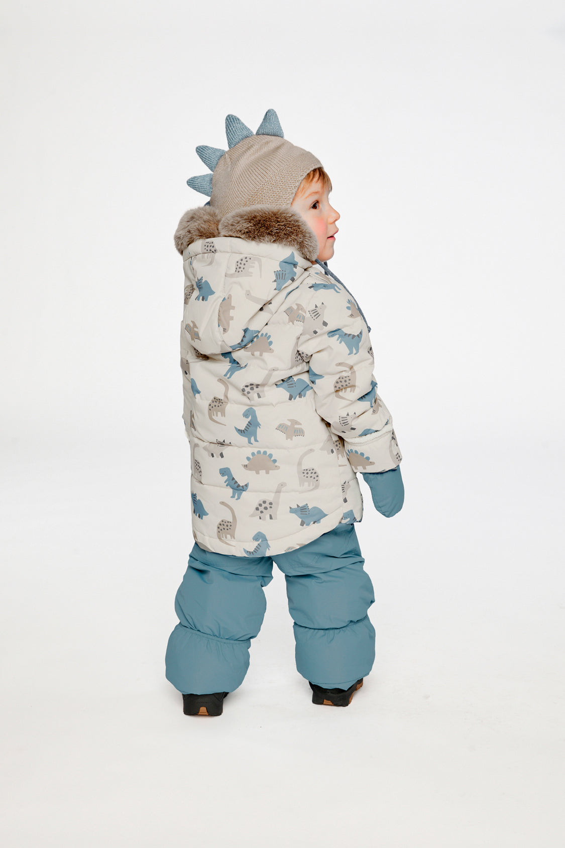 Baby Two Piece Snowsuit Blue Dinosaur Print-3