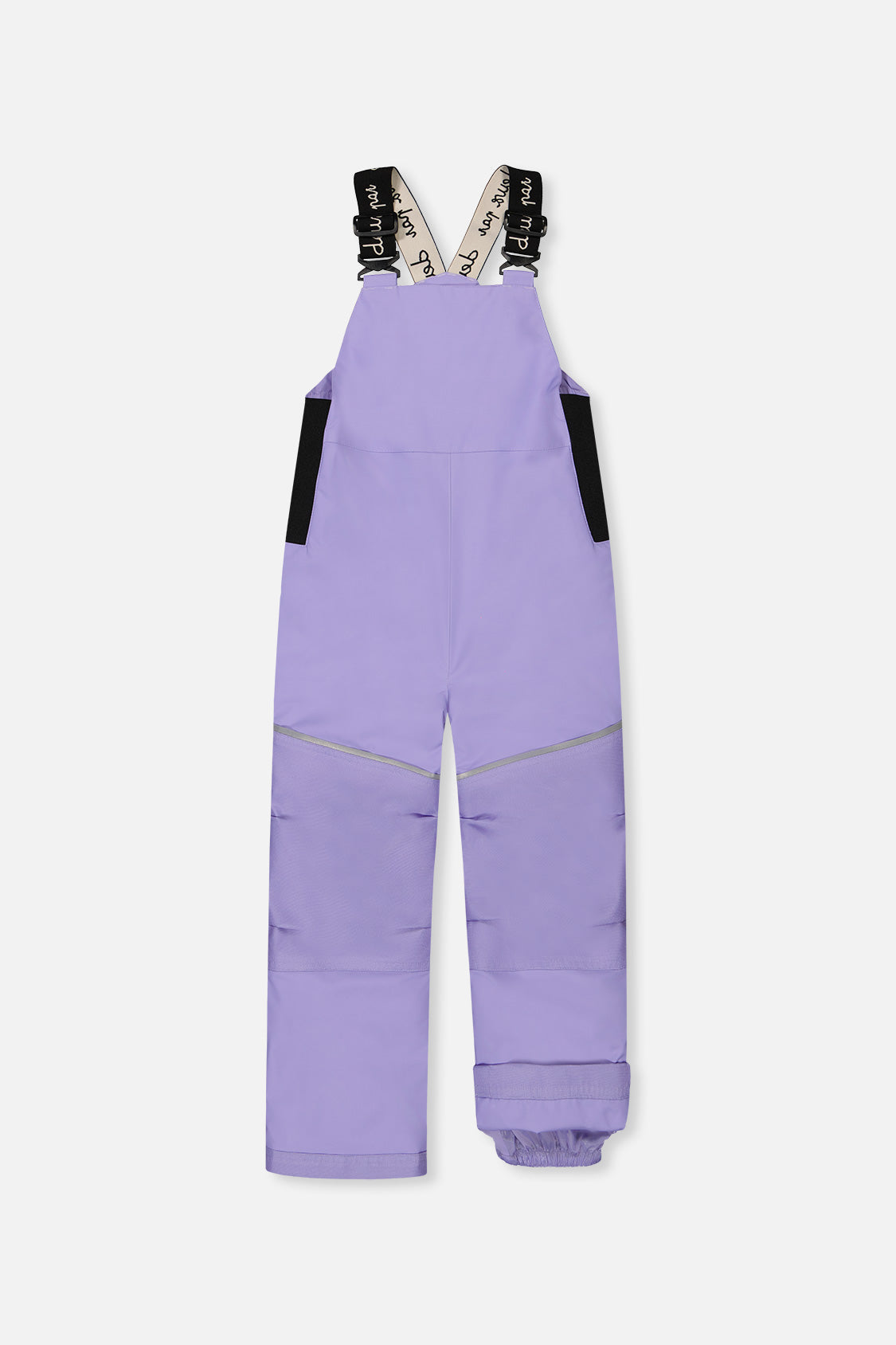 Deux par Deux DISCOVER lavender bib snow pants with suspenders, front view