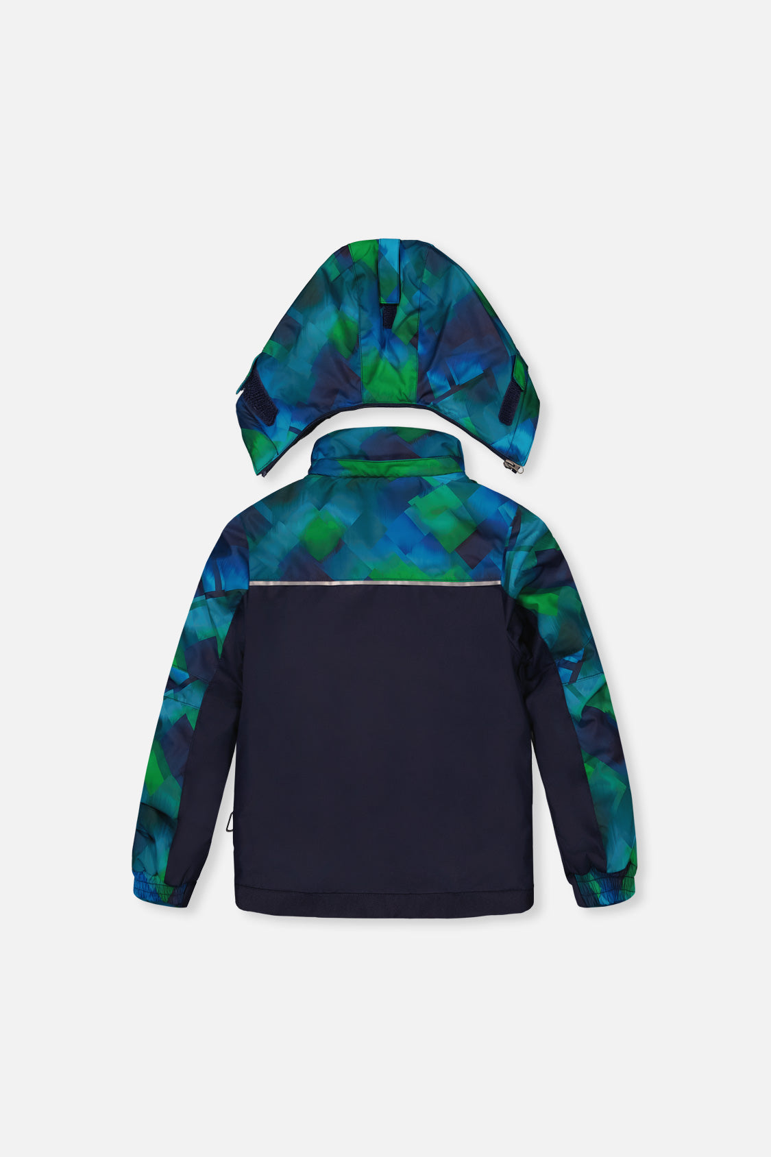 Deux par Deux PLAY blue and green checkered jacket with hood, back view