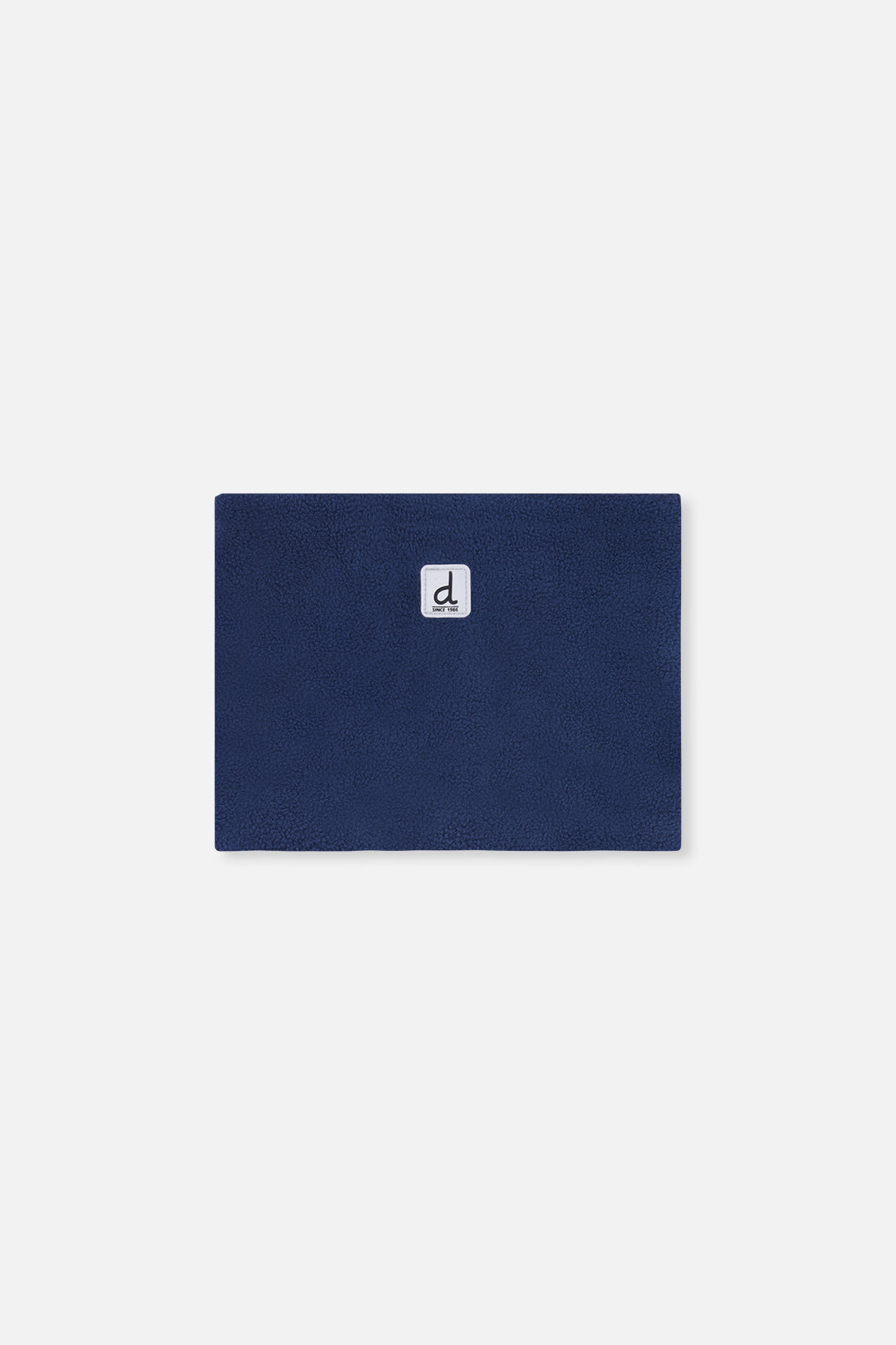 Navy polar fleece neckwarmer included with the Deux par Deux striped PLAY one-piece snowsuit