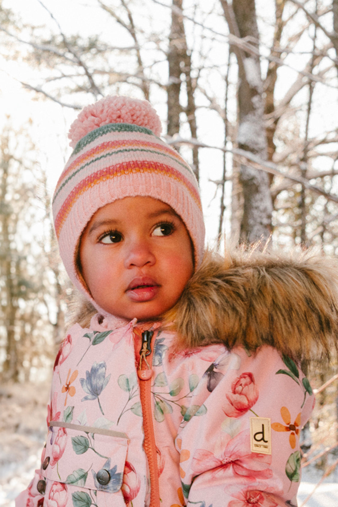 Baby One Piece Snowsuit Adapted For Car Seats Pink Floral Print-2