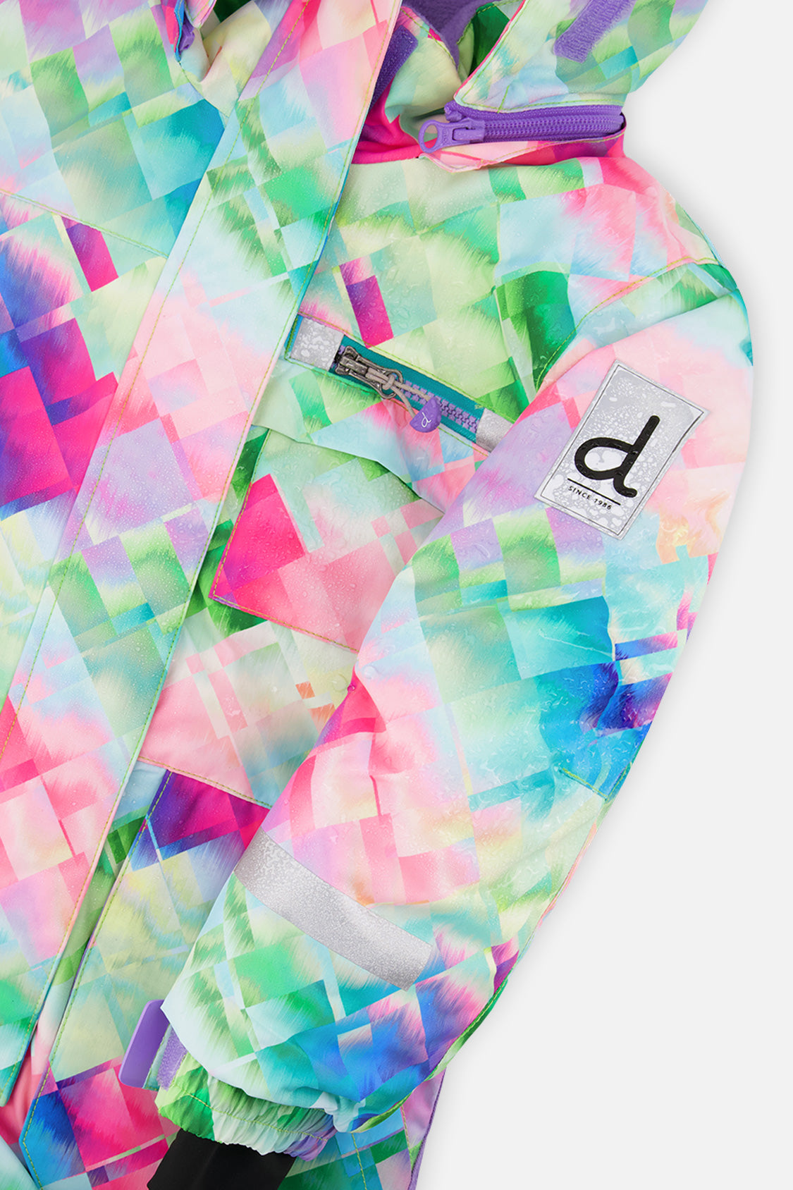 Deux par Deux PLAY one-piece snowsuit, multicolor diamond print, alternate view 2