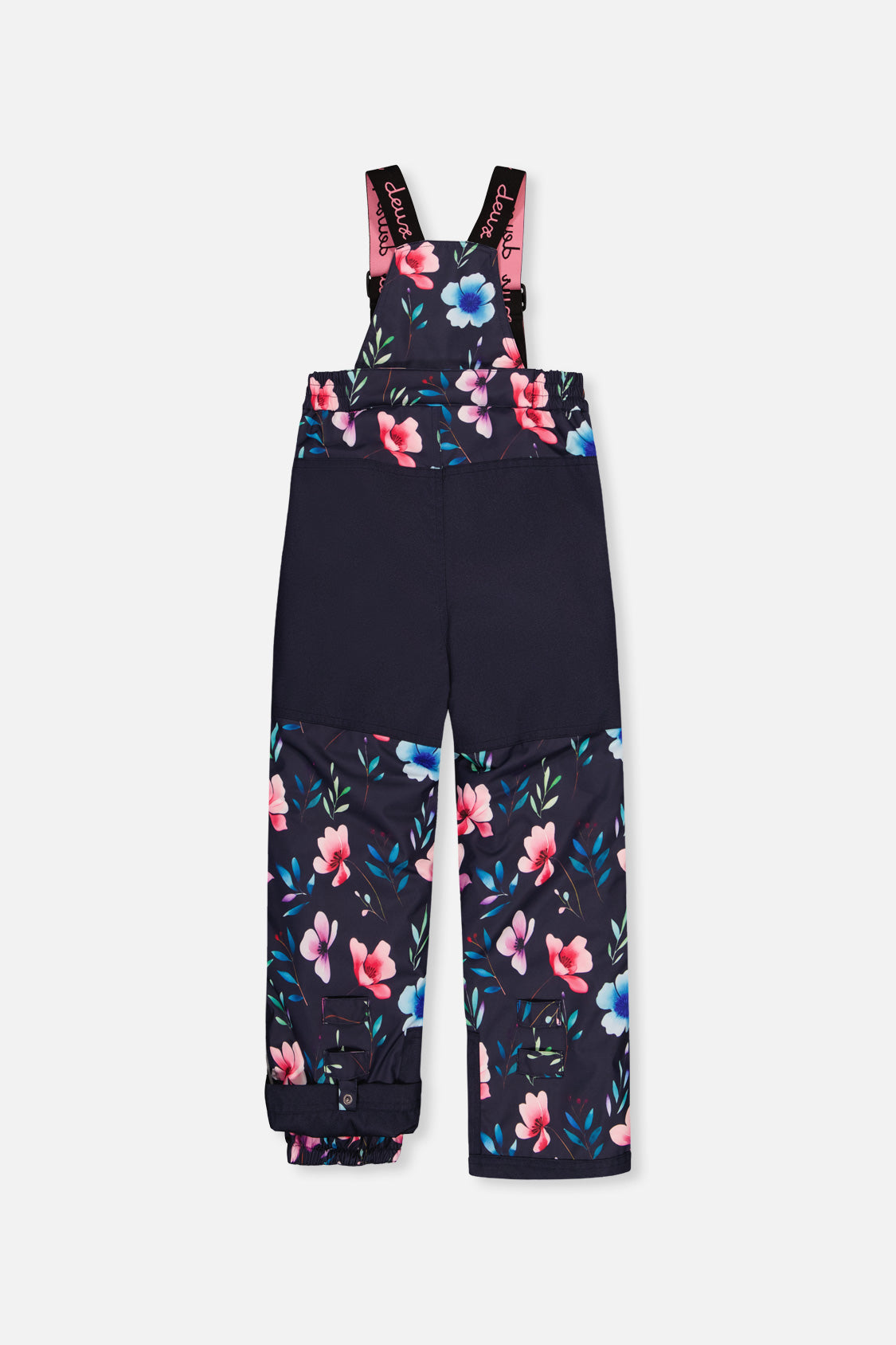 Deux par Deux girls' PLAY snowsuit, pink colorblock and floral print, alternate angle