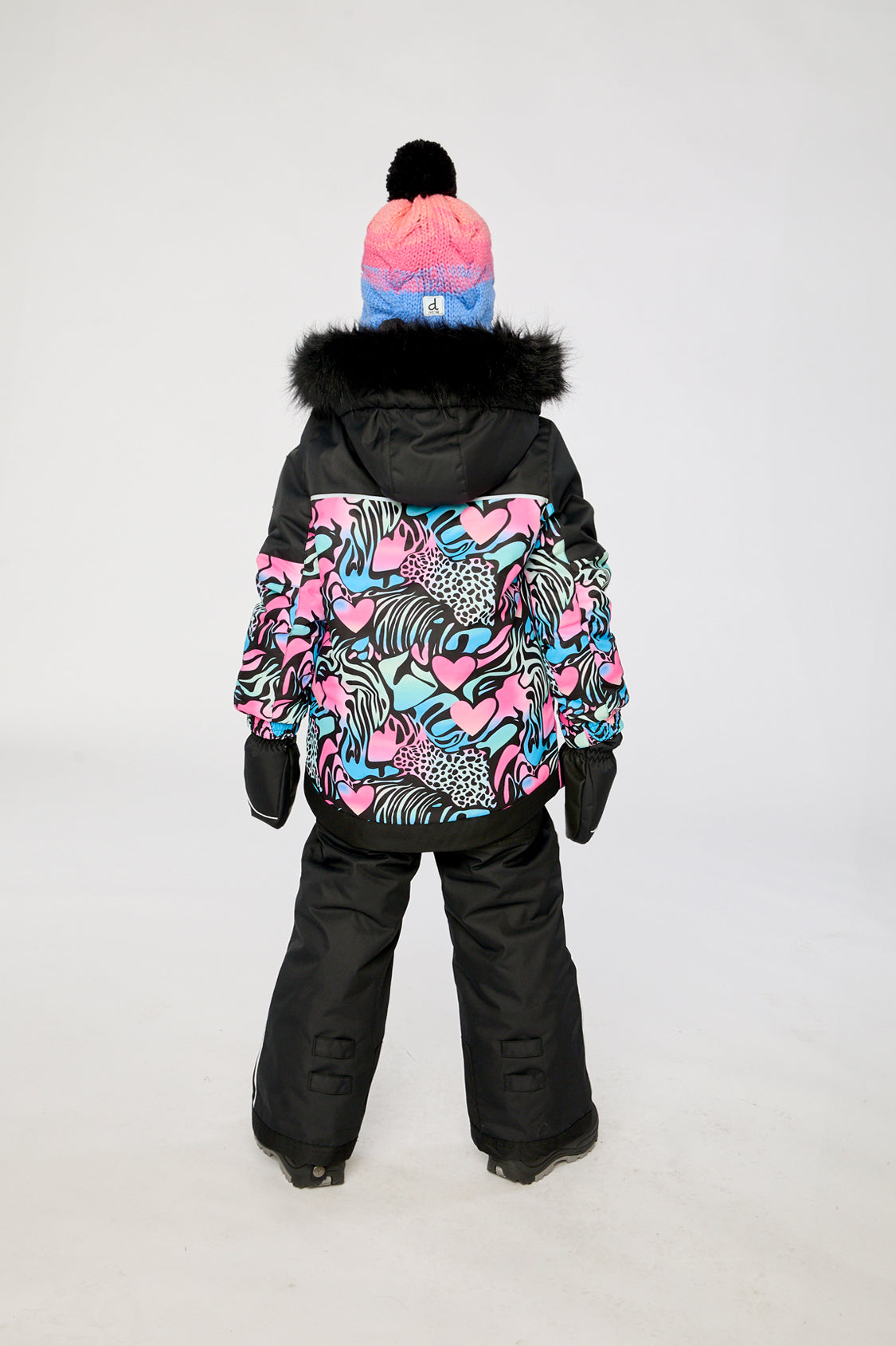Two Piece Play Snowsuit Black Zebra Print With Black Pants-3