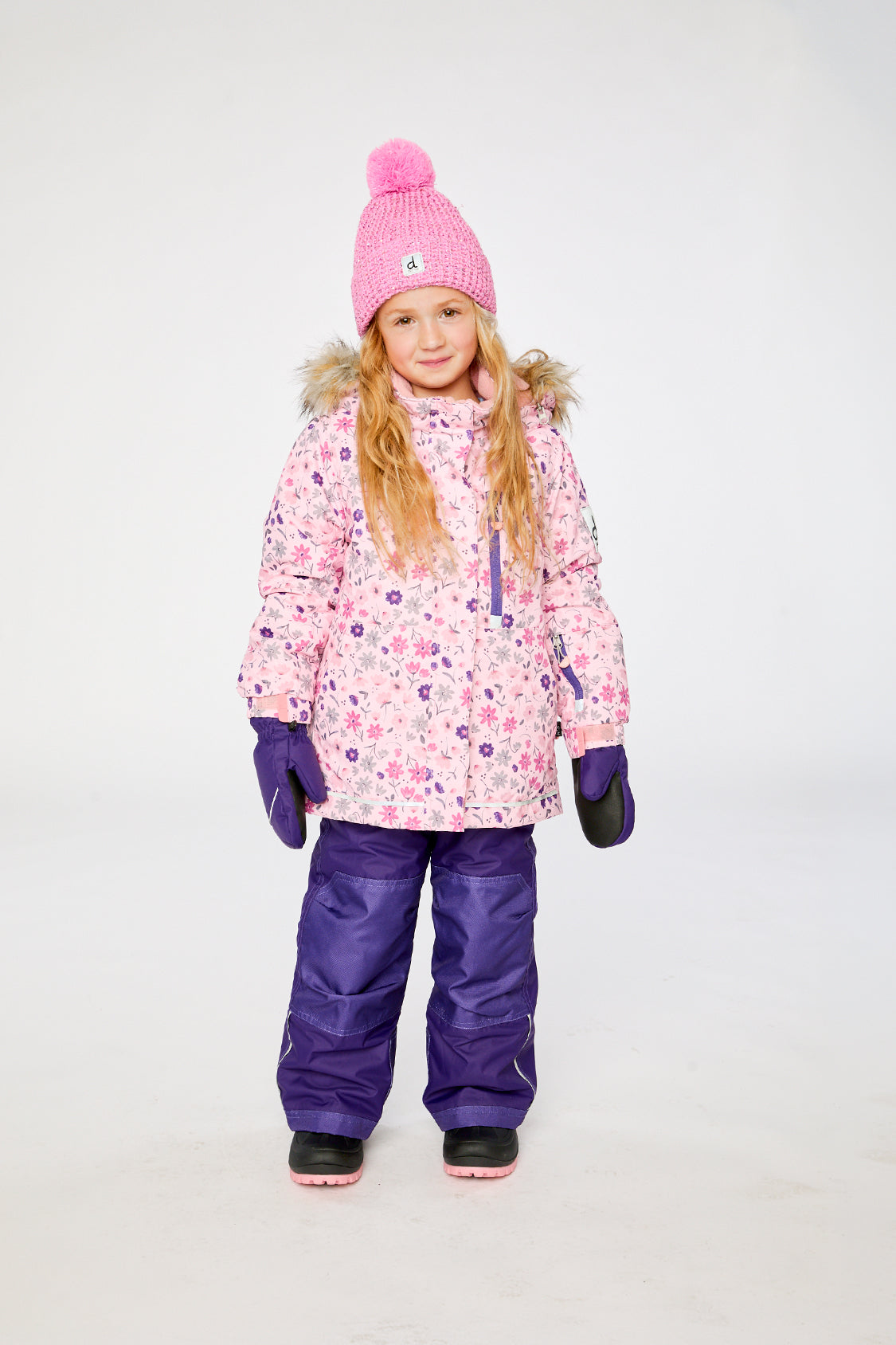 Two Piece Play Snowsuit Pink Mini Flower Print-1