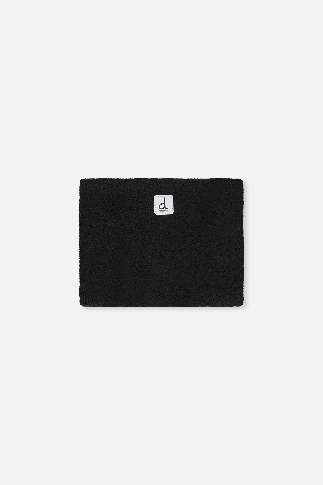 Black fleece neckwarmer shown with the TEKNIK snowsuit