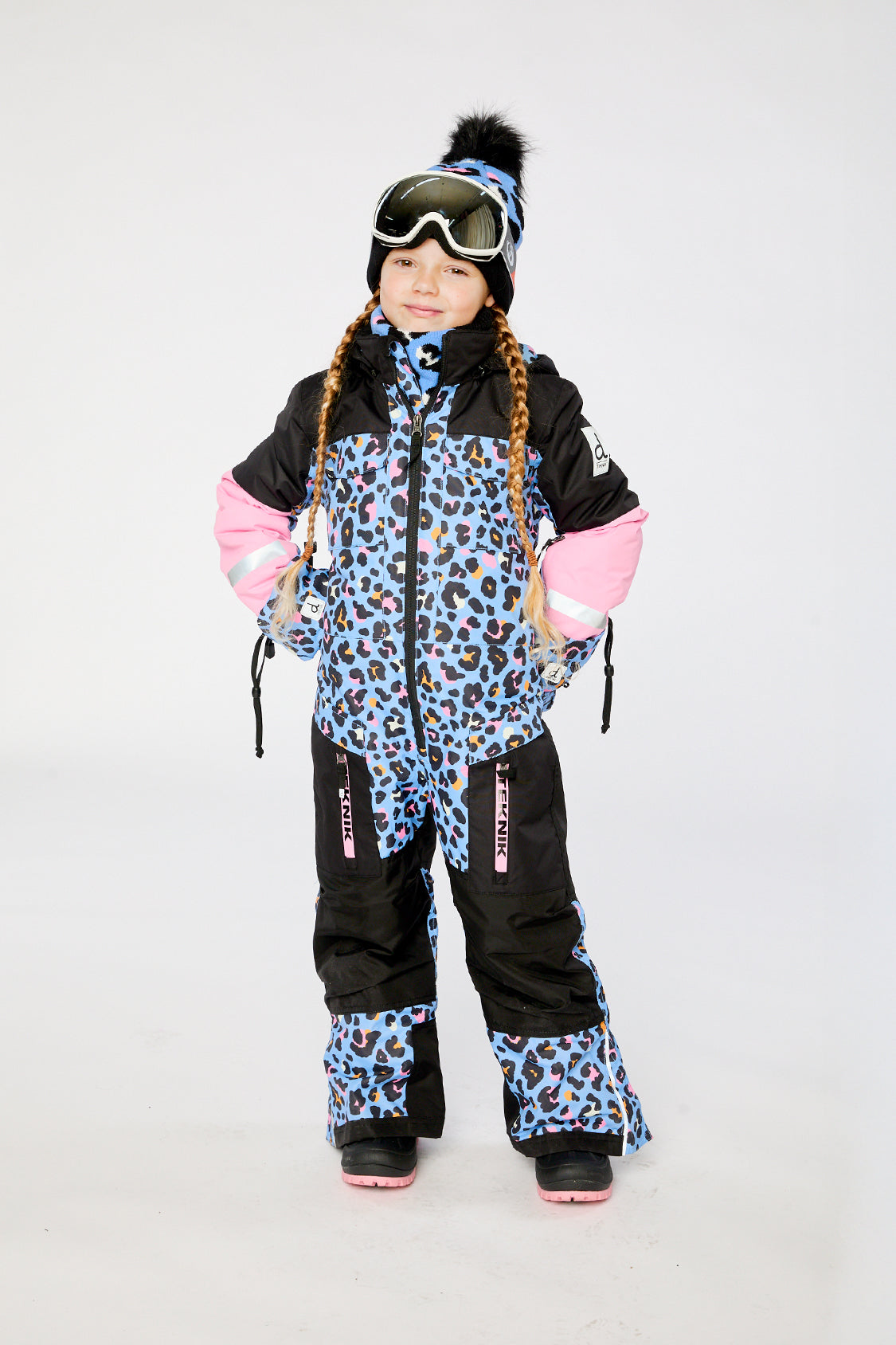 Kids One Piece Teknik Blue Leopard Print-1