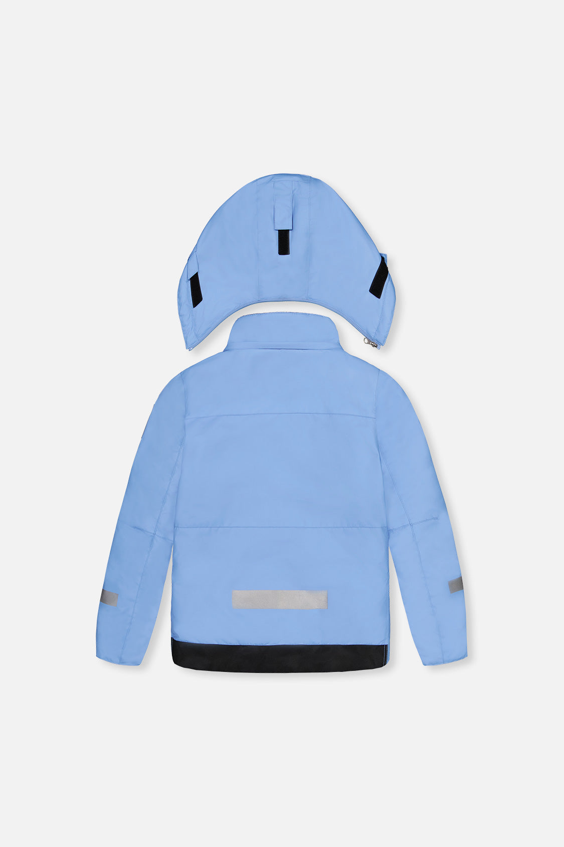 Back of the blue-violet TEKNIK jacket and hood