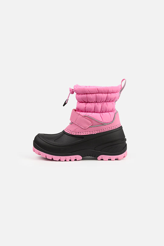 Rubberized Puffer Winter Boots Pink-3