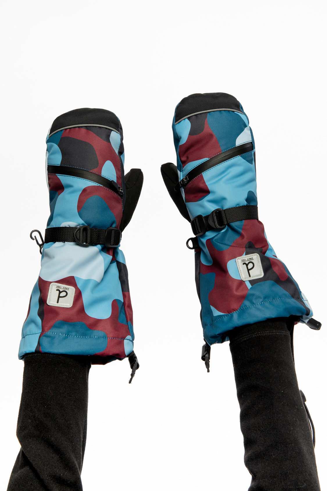 Teknik Winter Mittens Blue And Red Camouflage-1