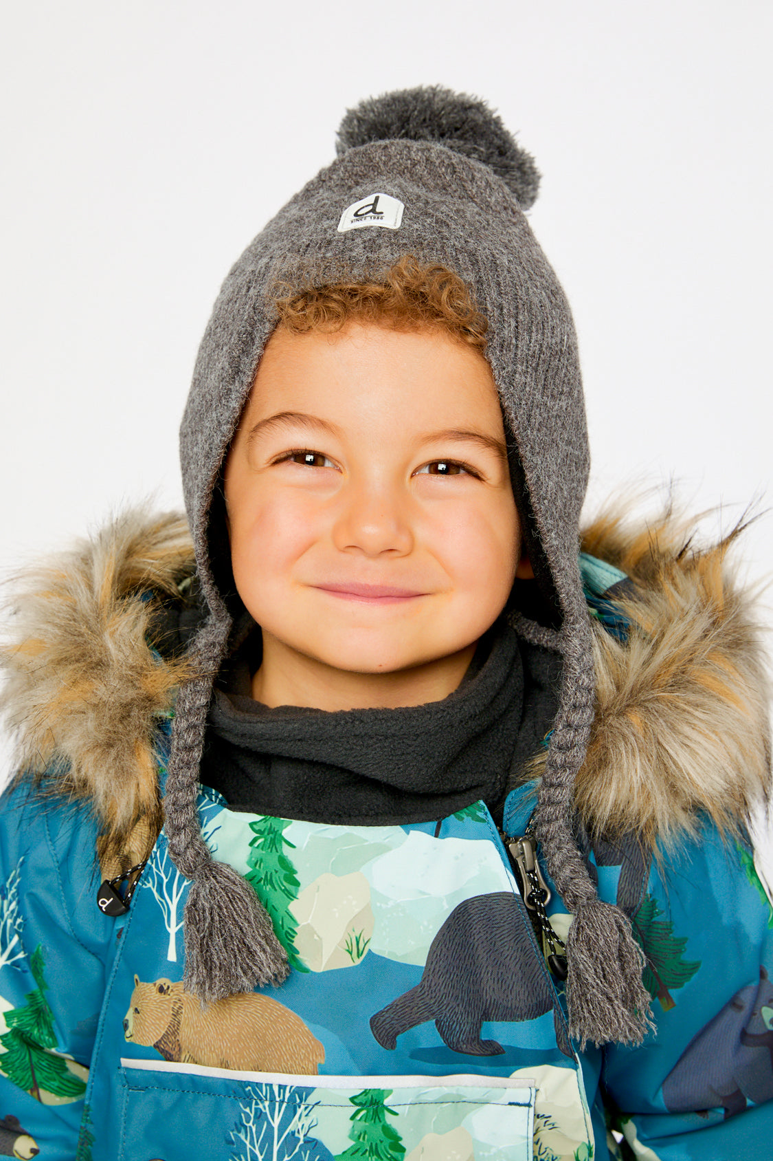 Winter Peruvian Knit Hat With Pompom Cool Dark Grey-1