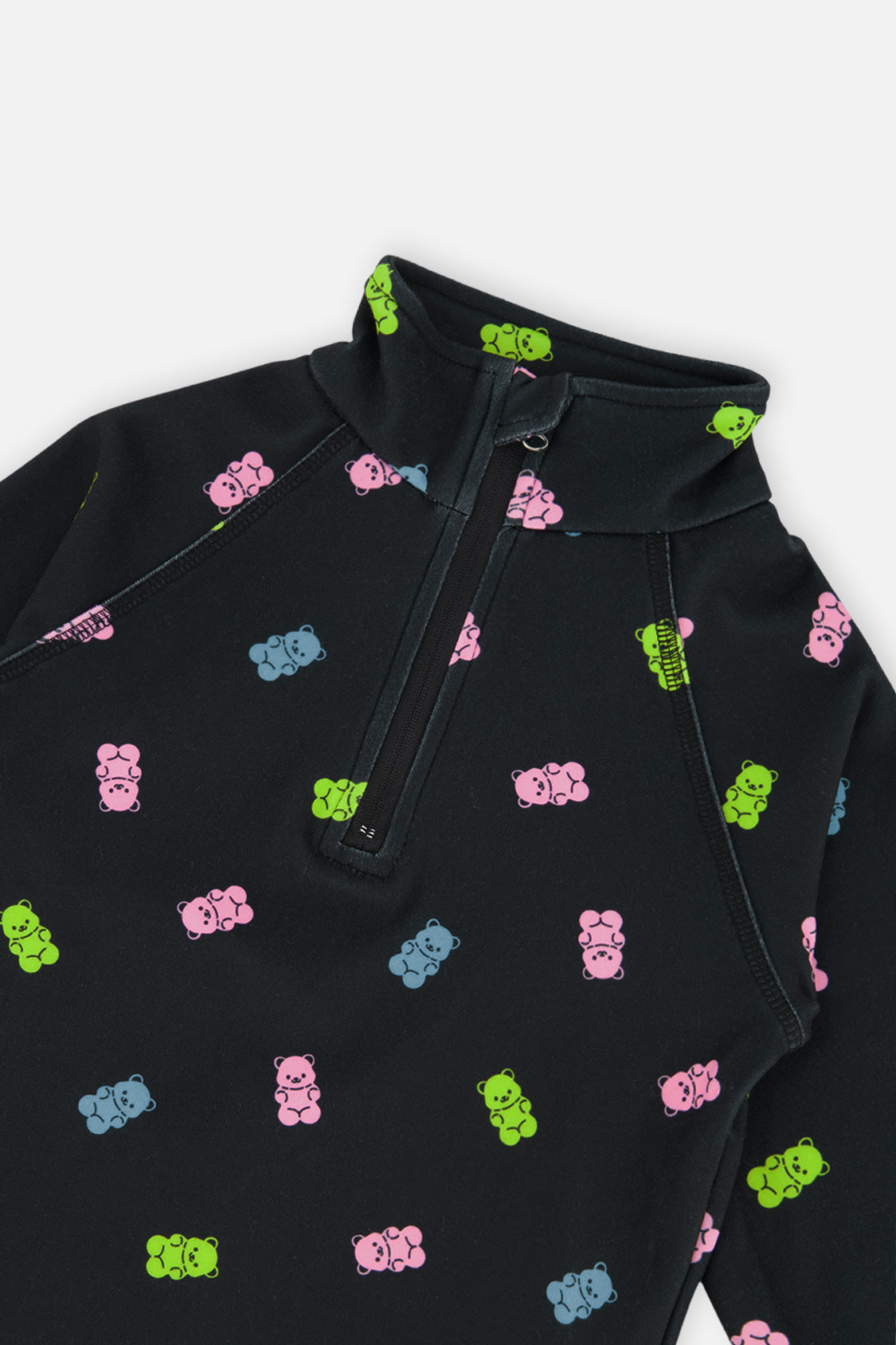 Deux par Deux Two Piece Thermal Underwear Black Printed Gummy Bears