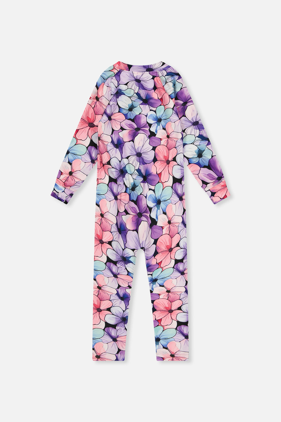 Baby One Piece Thermal Underwear Purple Floral Print-4