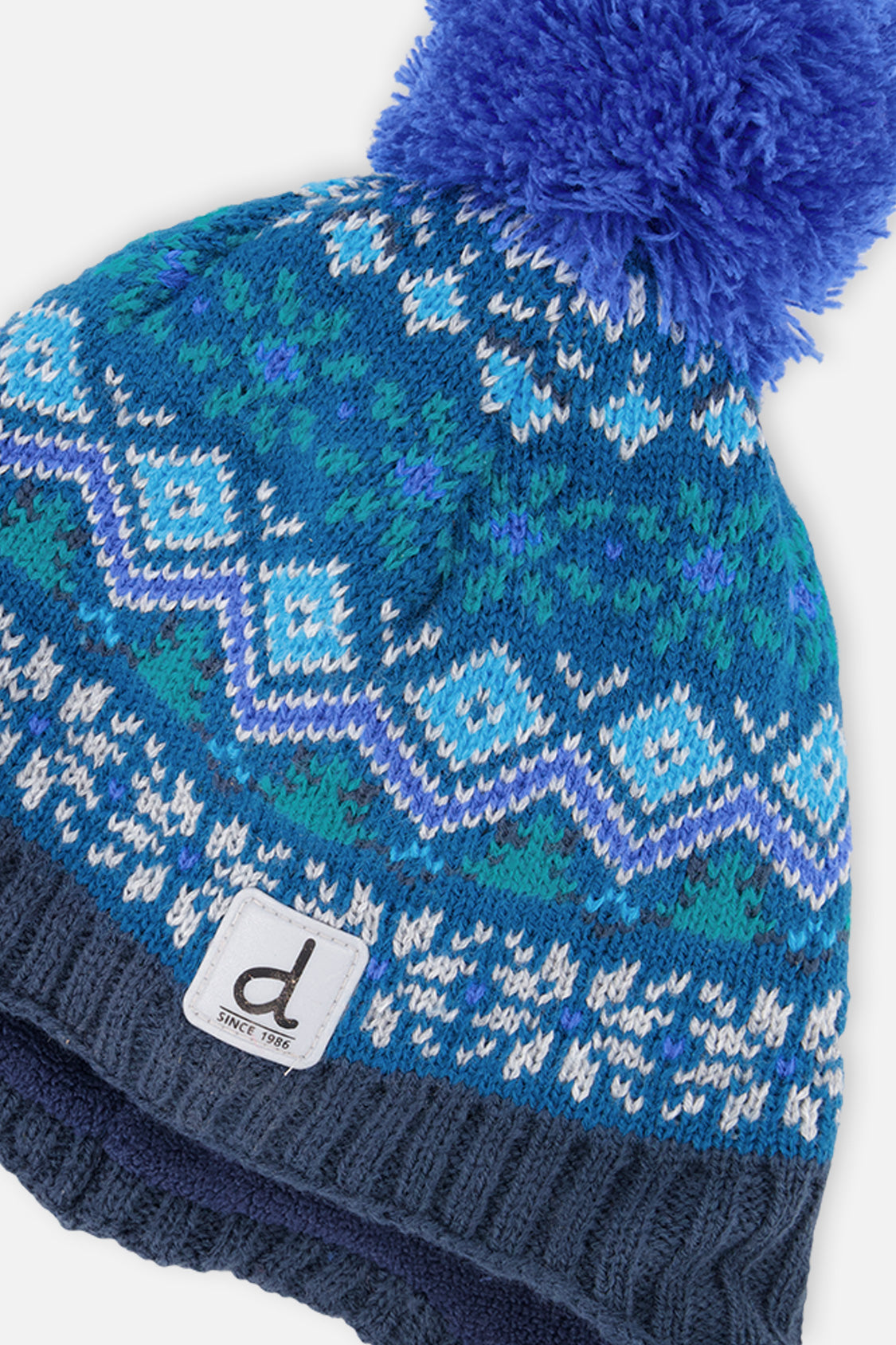 Winter Peruvian Knit Hat With Pompom Dark Turquoise-3