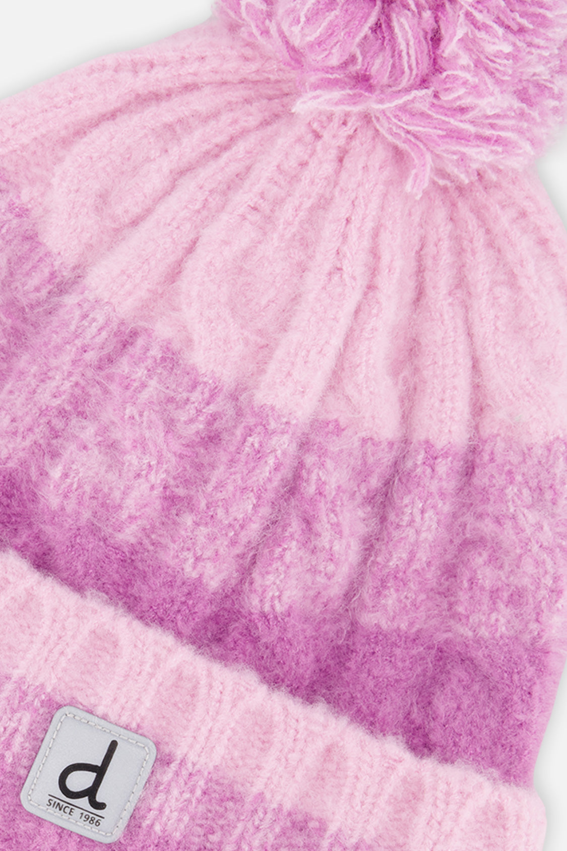 Winter Knit Hat With Pompom Pinkish Violet-3