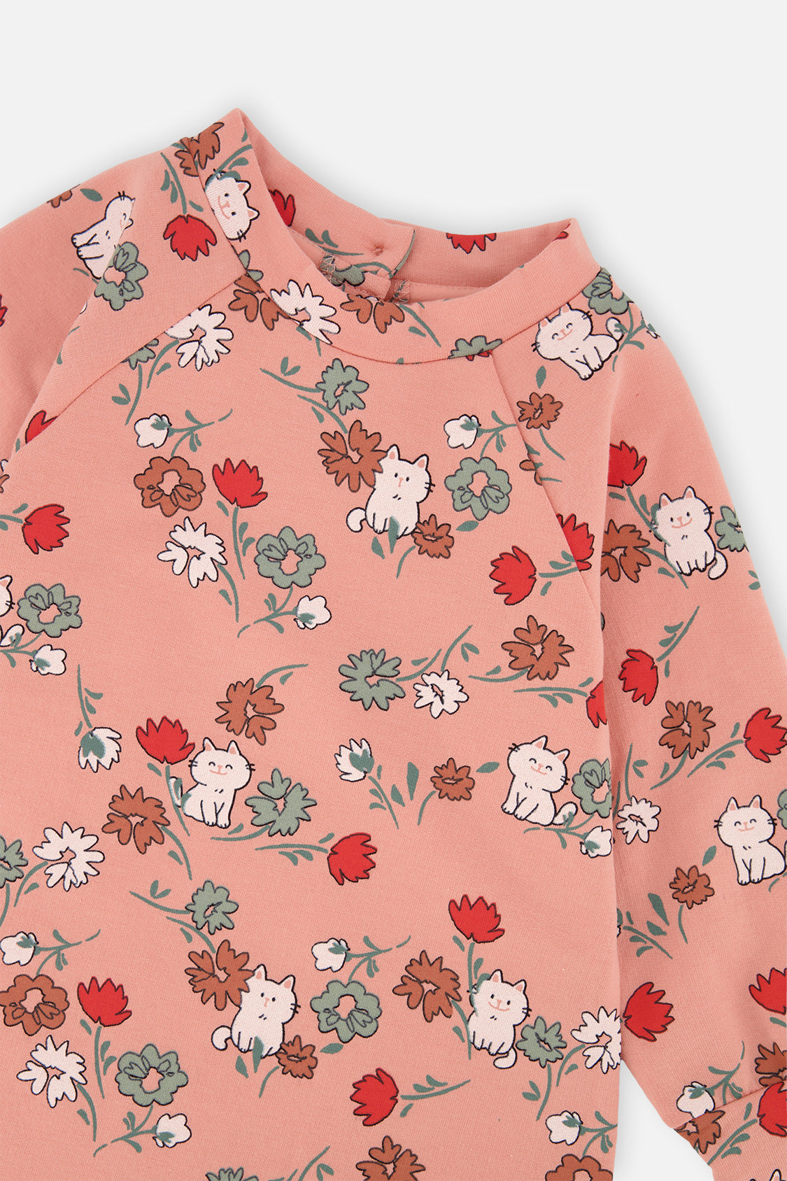 Baby French Terry Dress Pink Cat Print-2