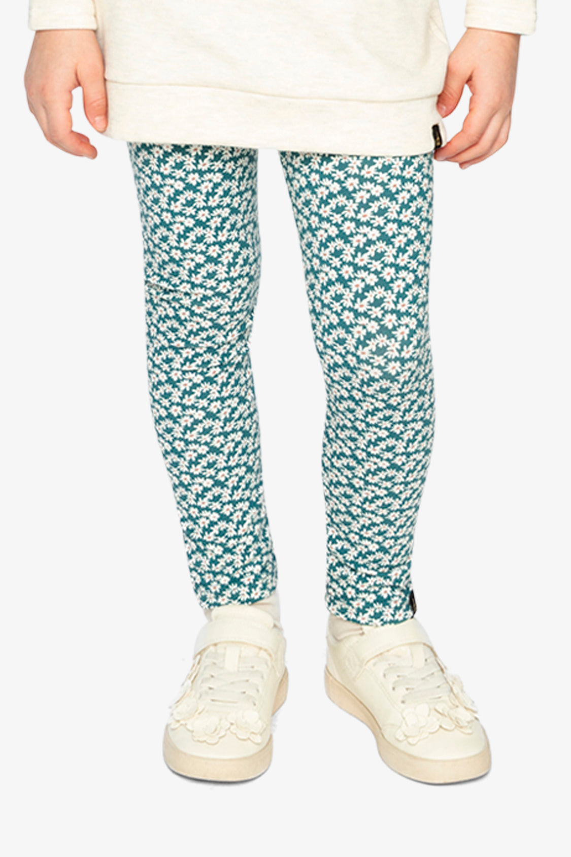 Organic Cotton Leggings Green Daisy Print-1