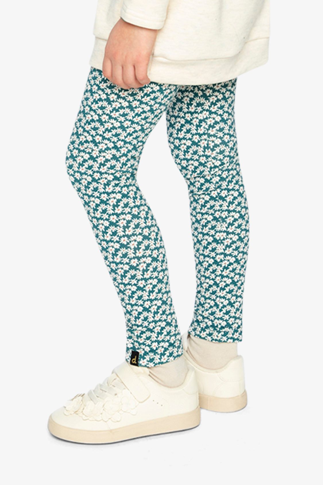Organic Cotton Leggings Green Daisy Print-2
