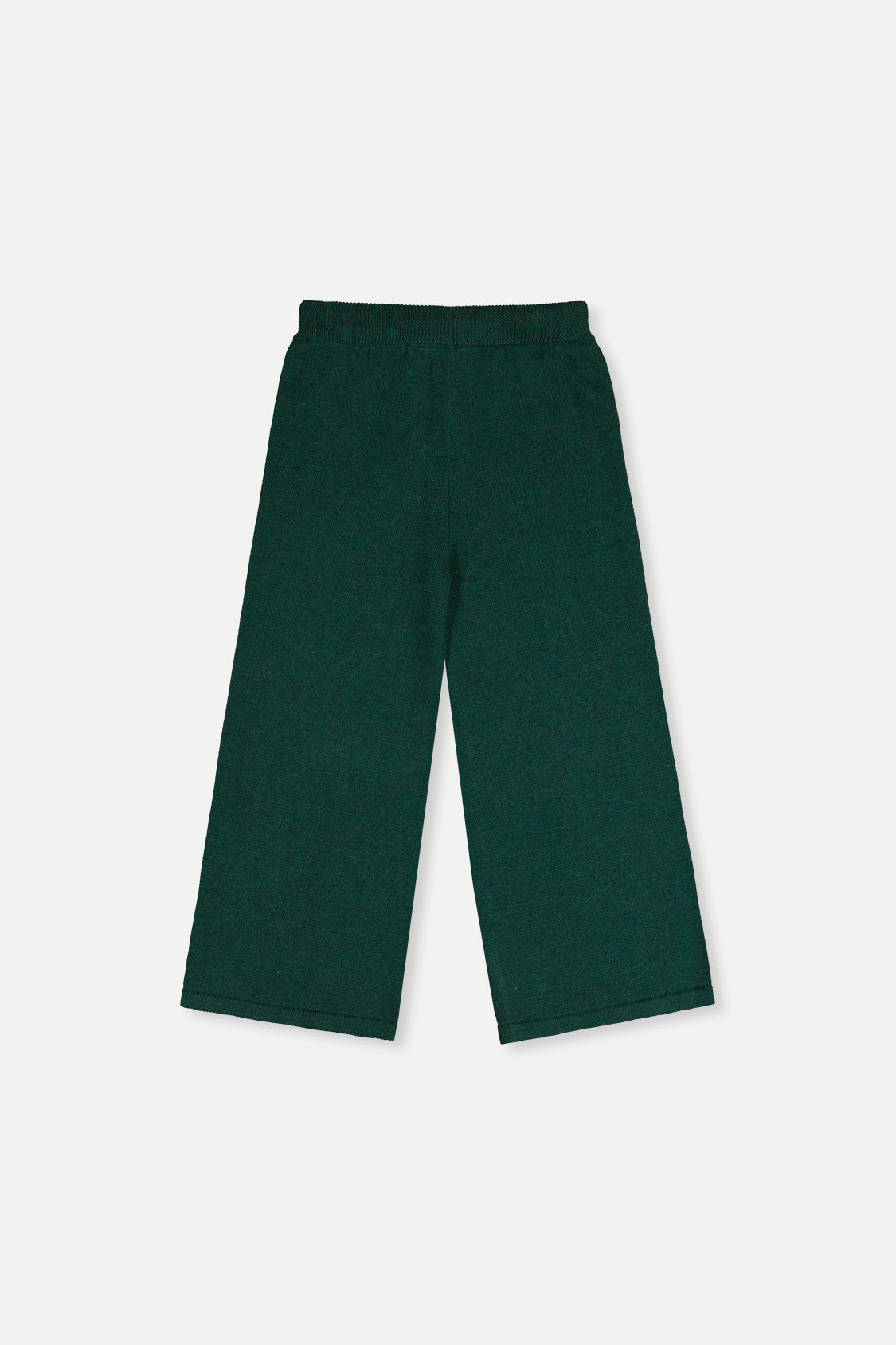 Deux par Deux girls' knit flare pants in jasper printed green, back view