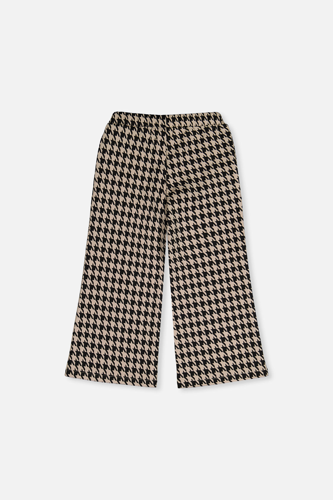 Deux par Deux black and beige houndstooth flare pants, back view