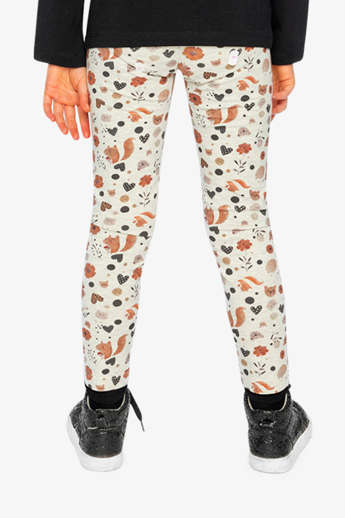 Organic Cotton Leggings Beige With Squirrel Print-3